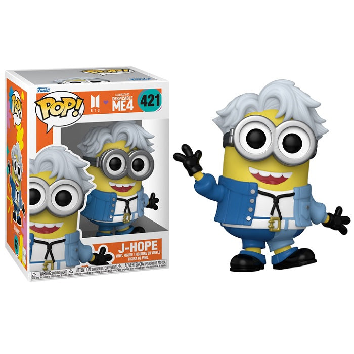 BTS x Despicable Me 4 J-Hope Minion Pop! Vinyl Figure #421 - Funko Pop Collectible for K-Pop Fans & Movie Lovers | Perfect for Display, Gifts & Merchandise Collections