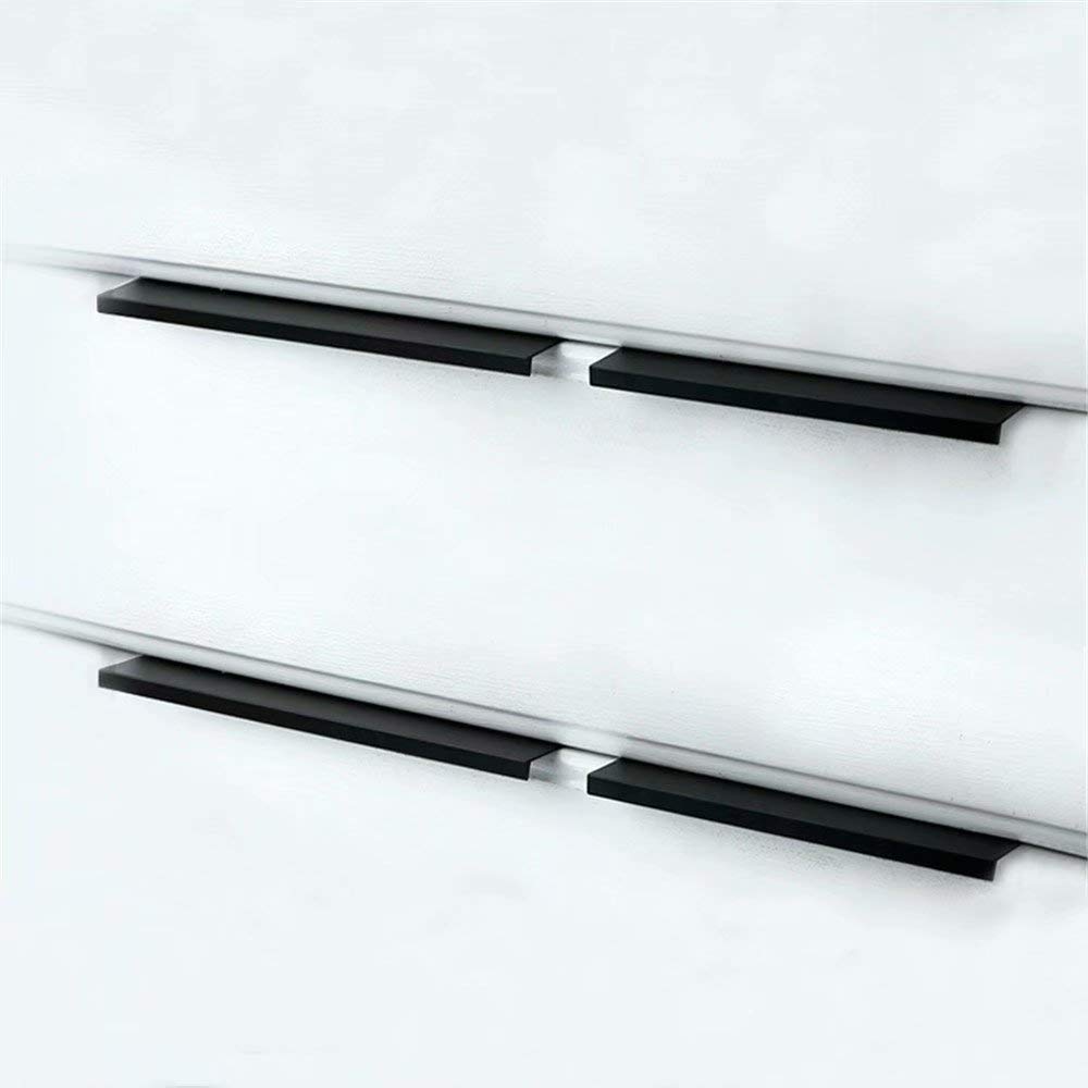 5pcs Modern Minimalist Black Aluminum Cabinet Handles - Brushed Finish Pull Knobs for Drawers, Wardrobes & Sliding Doors - Durable Hidden Hardware for Kitchen, Bathroom & Office Furniture Organization