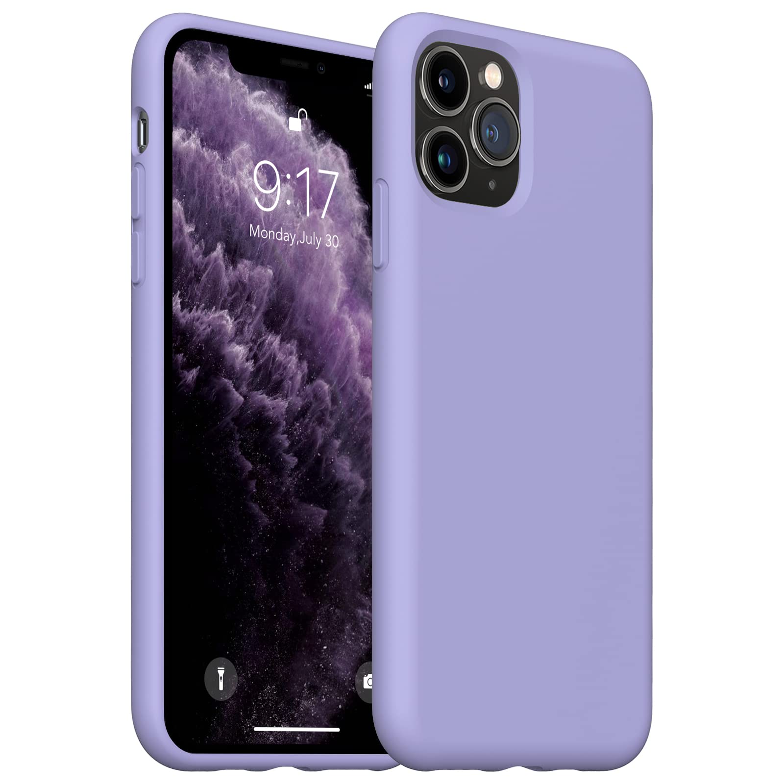 OuXul Slim Liquid Silicone Case for iPhone 11 Pro Max 6.5 Inch - Light Purple Protective Phone Cover with Full Body Microfiber Lining | Shockproof & Scratch Resistant | Perfect for Daily Use, Work & Travel