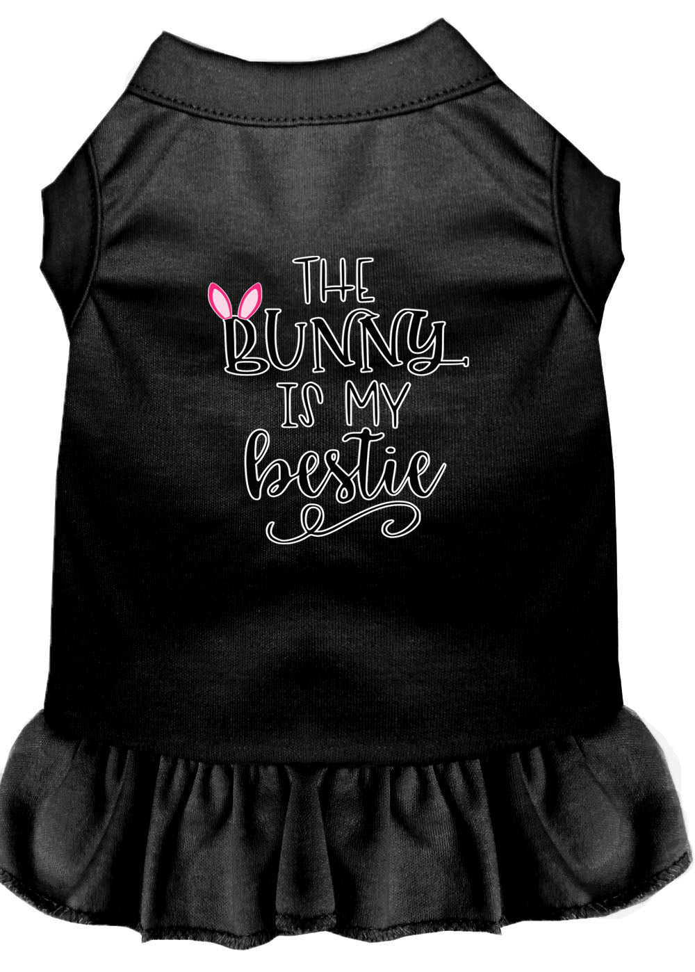 Bunny is My Bestie Screen Print Dog Dress - Cute Pet Clothes in Multiple Colors for Small & Medium Dogs - Perfect for Easter, Spring Outfits & Photo Shoots