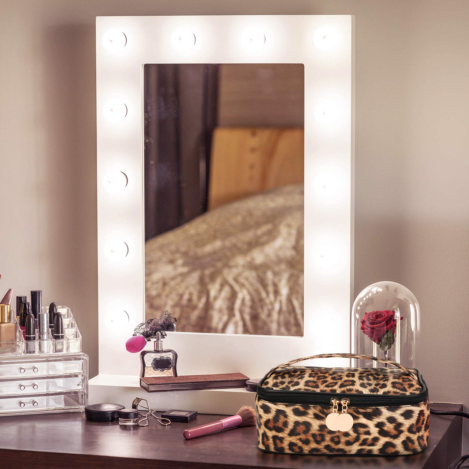 3-Piece Leopard Print Makeup Bag Set for Travel & Storage