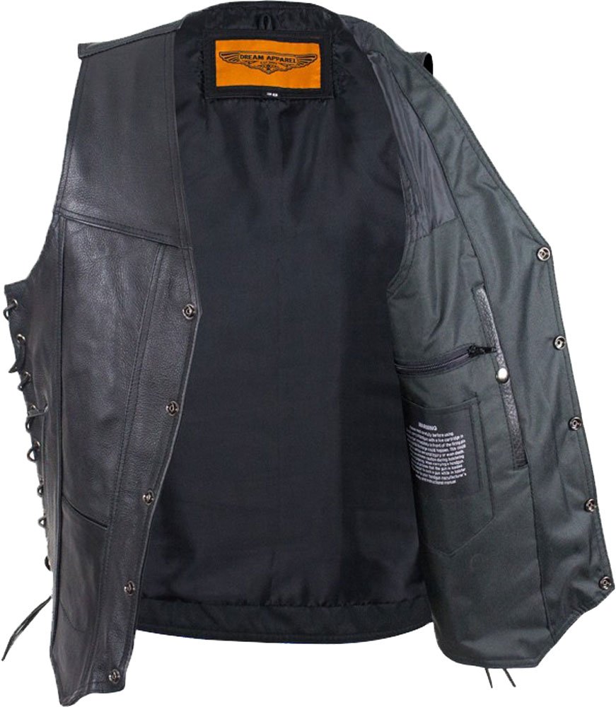 Men's Stylish V-Neck Leather Vest with Adjustable Side Laces & Front Snaps - Perfect for Biker Jackets, Rock Concerts & Fashion Outfits