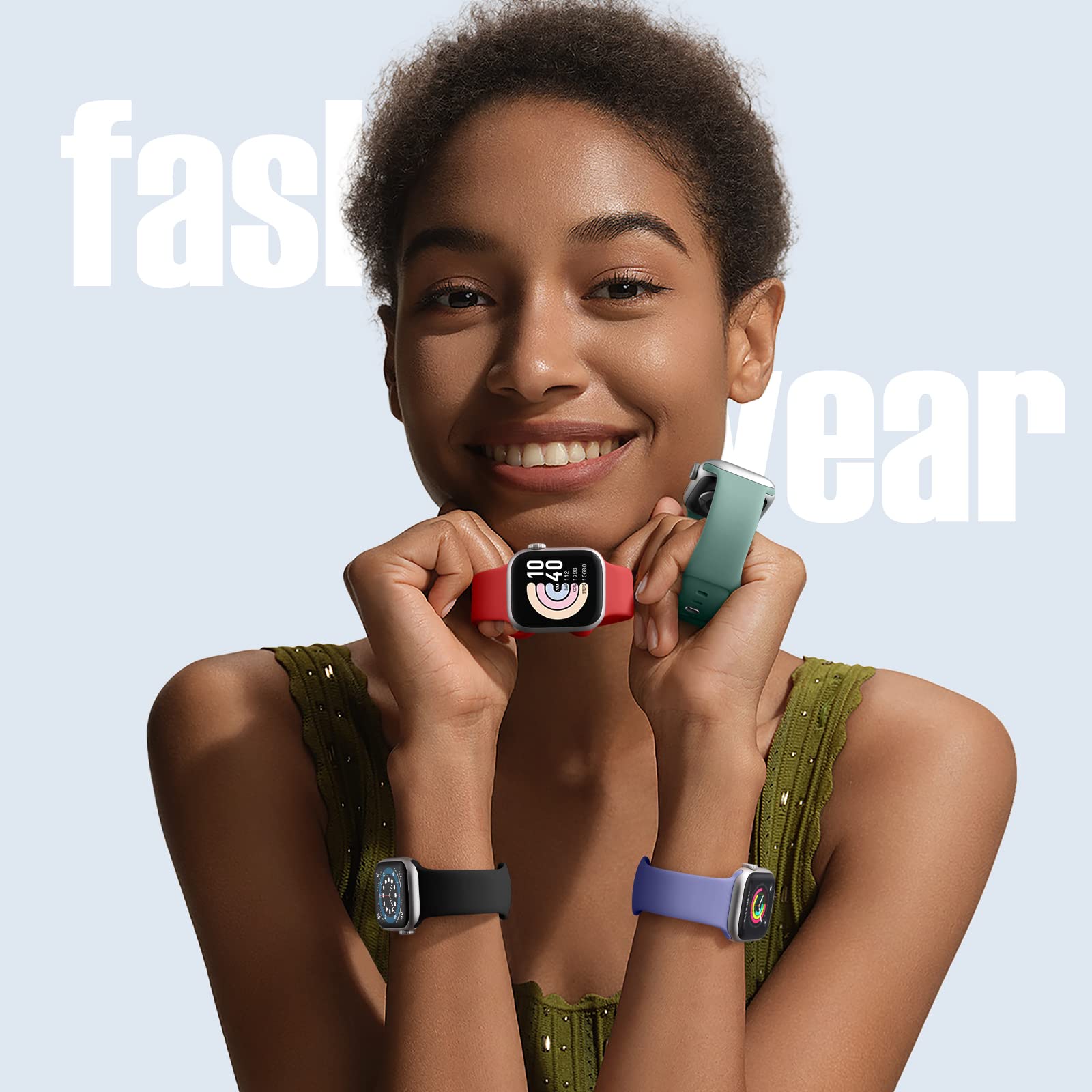 8 Pack Sport Bands for Apple Watch - Soft Silicone Replacement Straps Compatible with Apple Watch Ultra/Ultra 2, Series 10/9/8/7/6/5/4/3/2/1/SE (38mm 40mm 41mm 42mm 44mm 45mm 46mm 49mm) - Waterproof & Comfortable for Women & Men - Perfect for Workouts, Running & Daily Wear