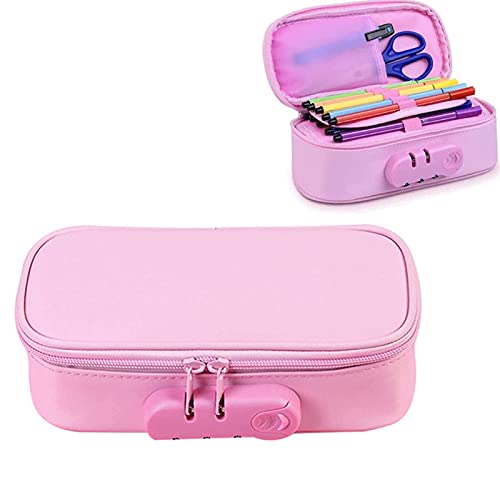 Secure & Waterproof Combination Lock Pencil Case - Large Capacity Code Lock Pencil Bag for School, Travel & Office - Perfect Gift for Boys & Girls (Pink) - Ideal for Students, Artists & Professionals