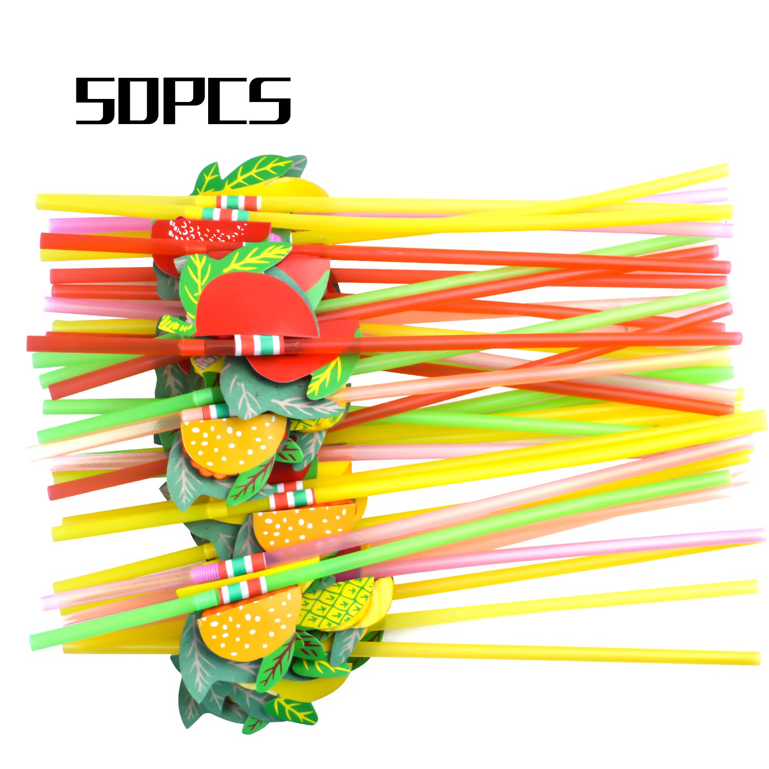 BronaGrand 50pcs Colorful Plastic Honeycomb Straws - Eco-Friendly Disposable Drinking Straws for Margaritas, Cocktails & Smoothies - Perfect for Luau Parties, Summer BBQs & Tropical Themed Events