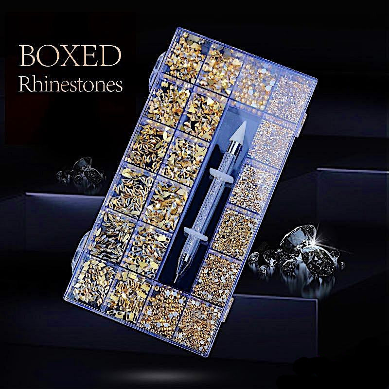 Premium Multi-Shaped Rhinestone Box Set for DIY Crafts, Jewelry Making, and Home Decor | Sparkling Decorative Stones for Nail Art, Scrapbooking, and Gift Wrapping