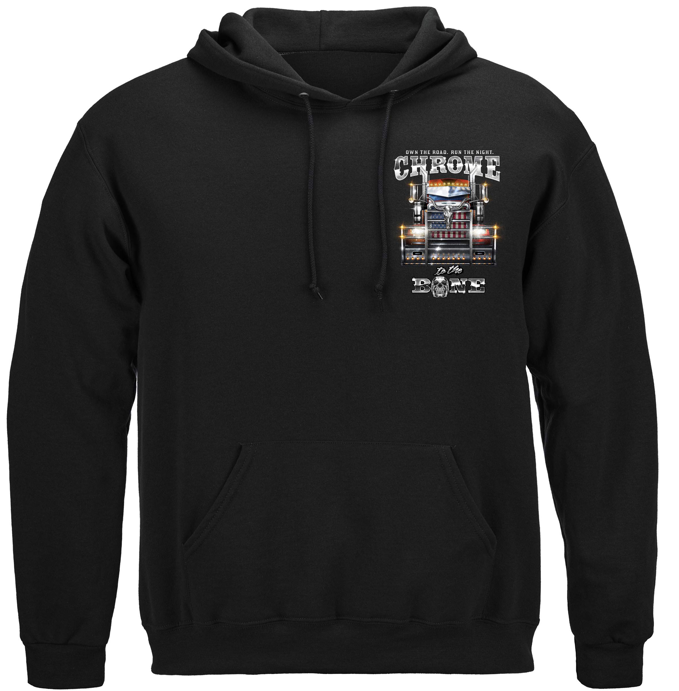 Erazor Bits American Flag Trucker Hoodies - Funny Hooded Sweatshirt for Men & Women - Black Large - Patriotic Casual Wear for Outdoor Activities & Road Trips