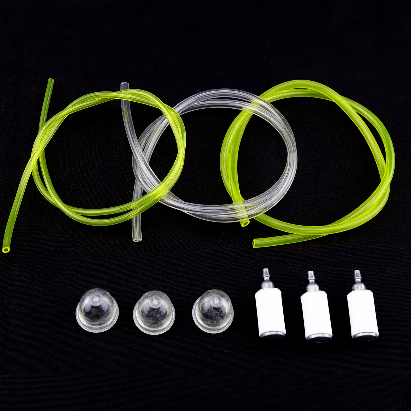 3 x Fuel Primer Bulbs, 3 x Fuel Filters, 3 x Fuel Line Hose Tubing Kit - Compatible with McCulloch Trimmers 210 241 250 251 MA1230 - Perfect for Lawn Maintenance & Garden Equipment Repair
