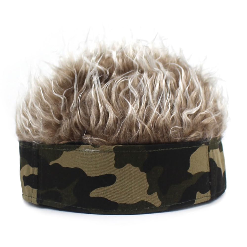 YEKEYI Spiked Funny Golf Visor Hat - Adjustable Novelty Wig Baseball Cap with Hair for Women & Men - Perfect for Costume Parties, Cosplay, and Sun Protection