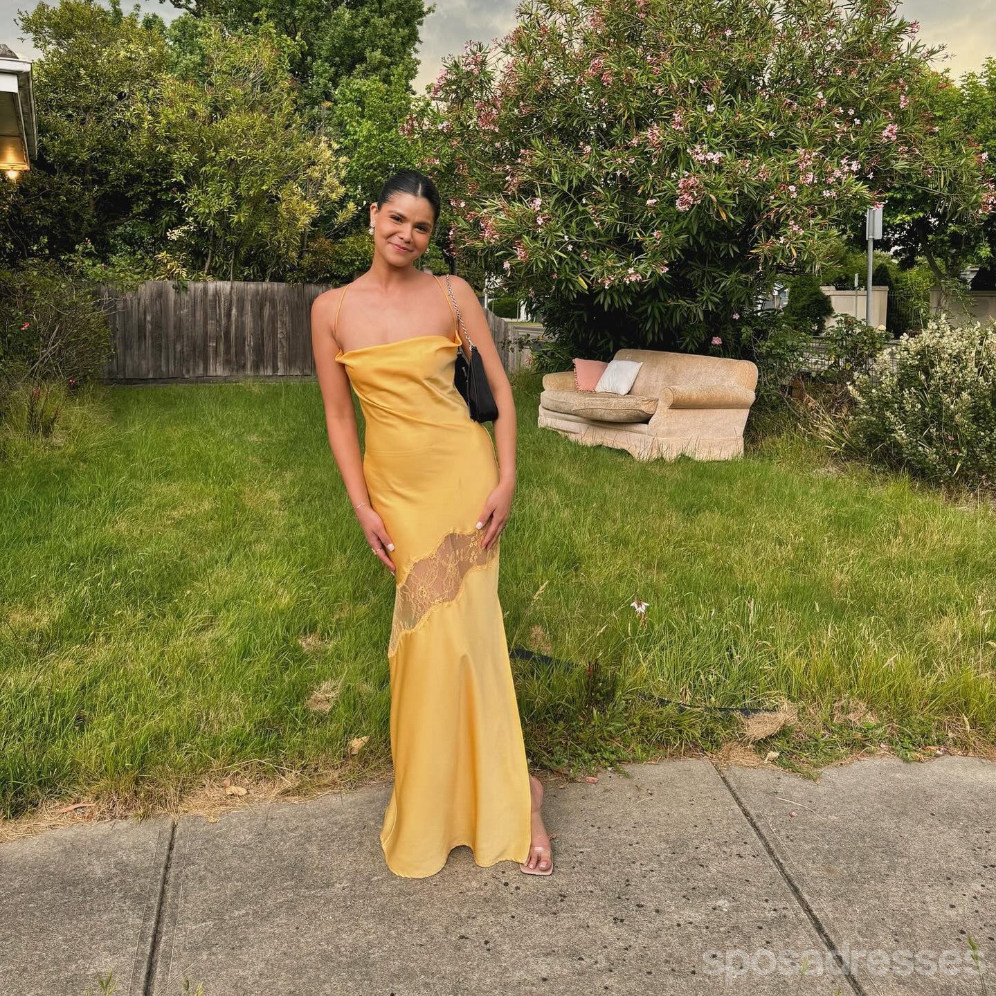 Elegant Yellow Mermaid Spaghetti Strap Long Prom Dress for Women | Formal Evening Gown | Perfect for Homecoming, Wedding Guest & Special Occasions