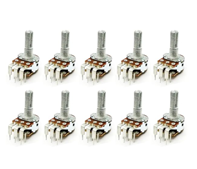 SP B50K Ohm Dual Linear Taper 6-Pin Rotary Potentiometers - 10 Pack for Audio Equipment, Guitar Pedals & DIY Electronics Projects