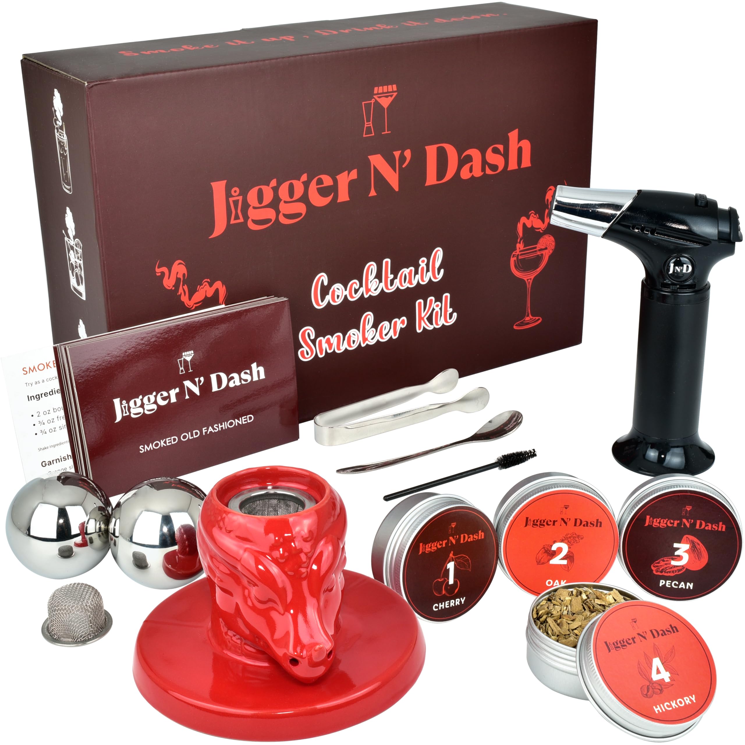Premium Cocktail Smoker Kit with Torch - Dragon Top Whiskey Smoker Set for Bourbon & Old Fashioned Drinks - Infuser & Smoking Kit for Whiskey Lovers - Perfect Gift for Men - Home Bar & Party Cocktail Making Accessory
