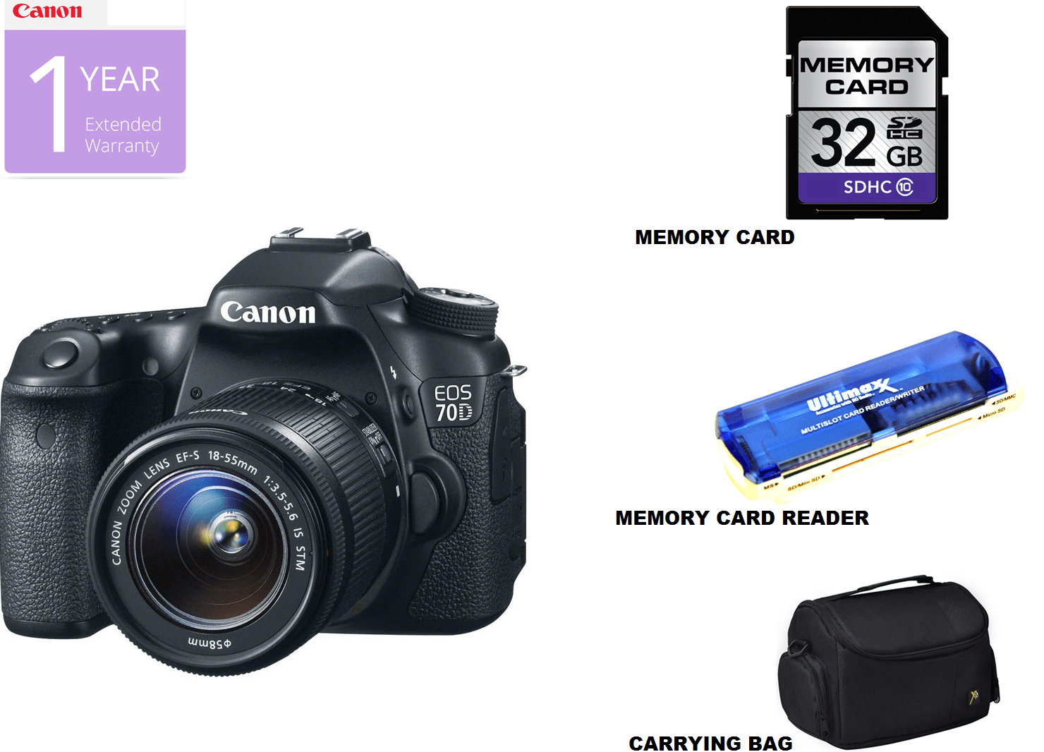 Canon EOS 70D/80D DSLR Camera with 18-55mm f/3.5-5.6 STM Lens - Professional Photography for Travel, Portraits & Vlogging