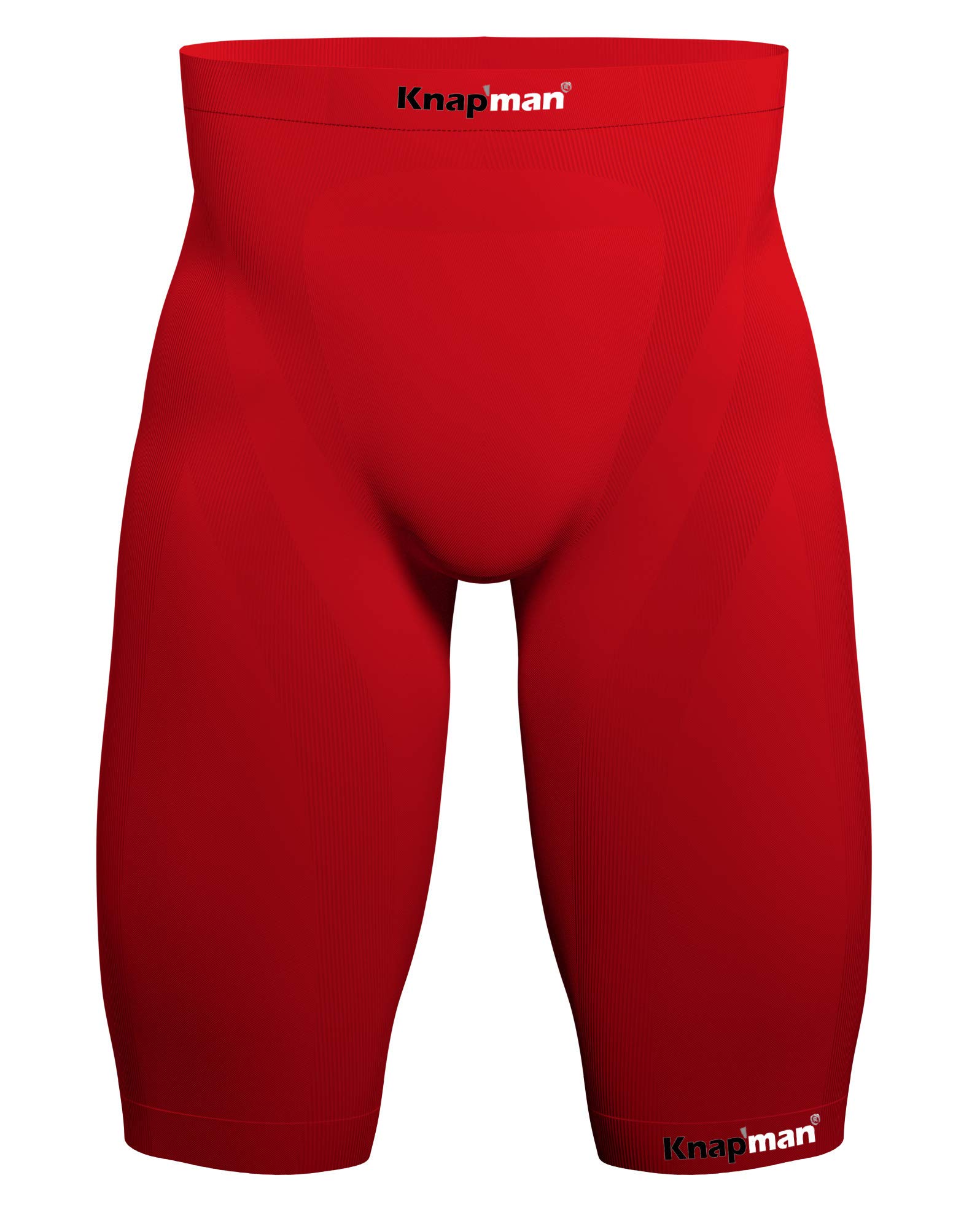Knap'man Zoned Compression Shorts for Men - Moisture Wicking & Muscle Support - 45% Red - Ideal for Running, Gym Workouts & Sports Recovery