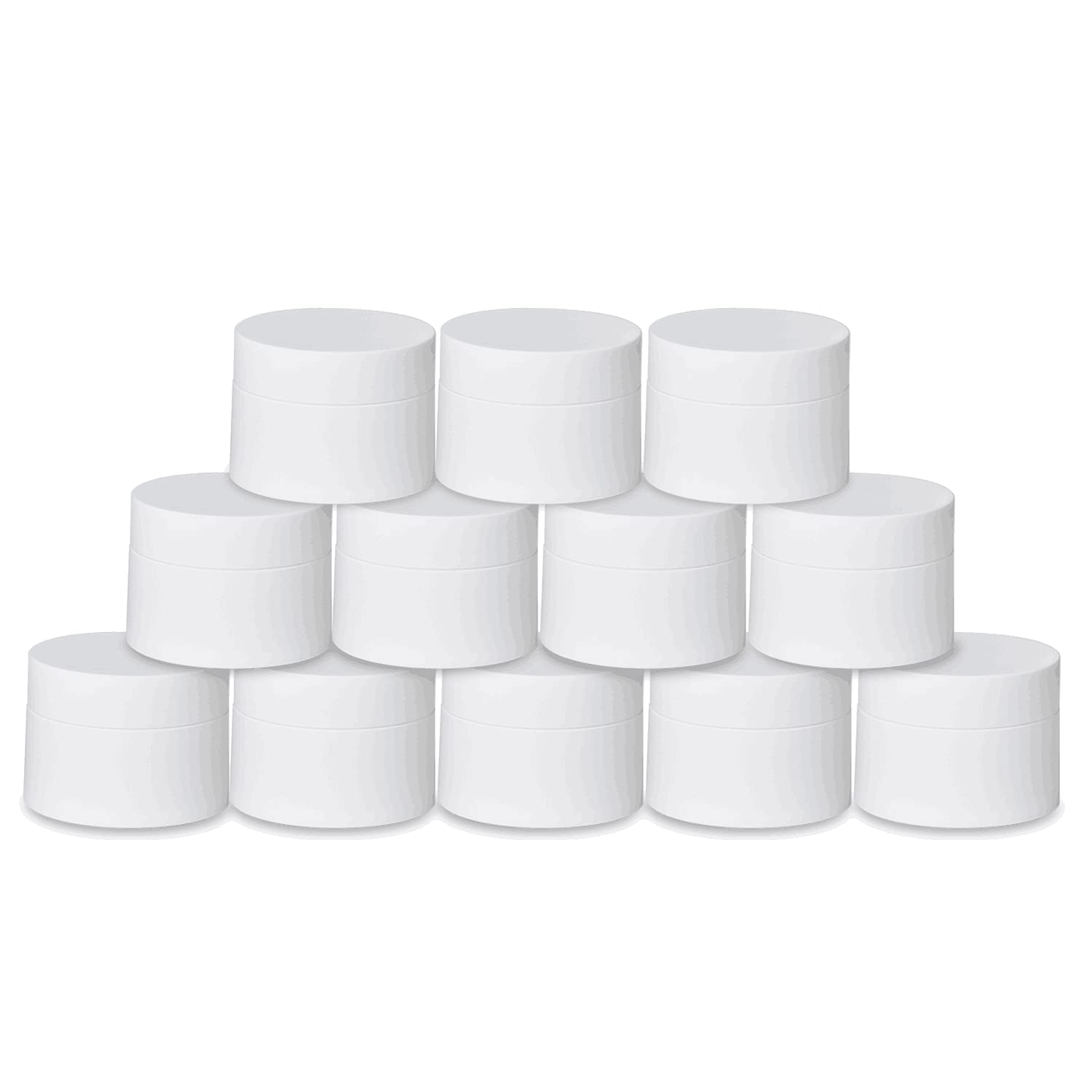 Akamino 12-Pack White Plastic Lotion Jars with Inner Liners & Dome Lids - 1.25oz/37ml Refillable Airtight Containers for Cosmetics, Creams, Makeup & Travel Storage - Perfect for Salons, DIY Beauty Products & Home Organization