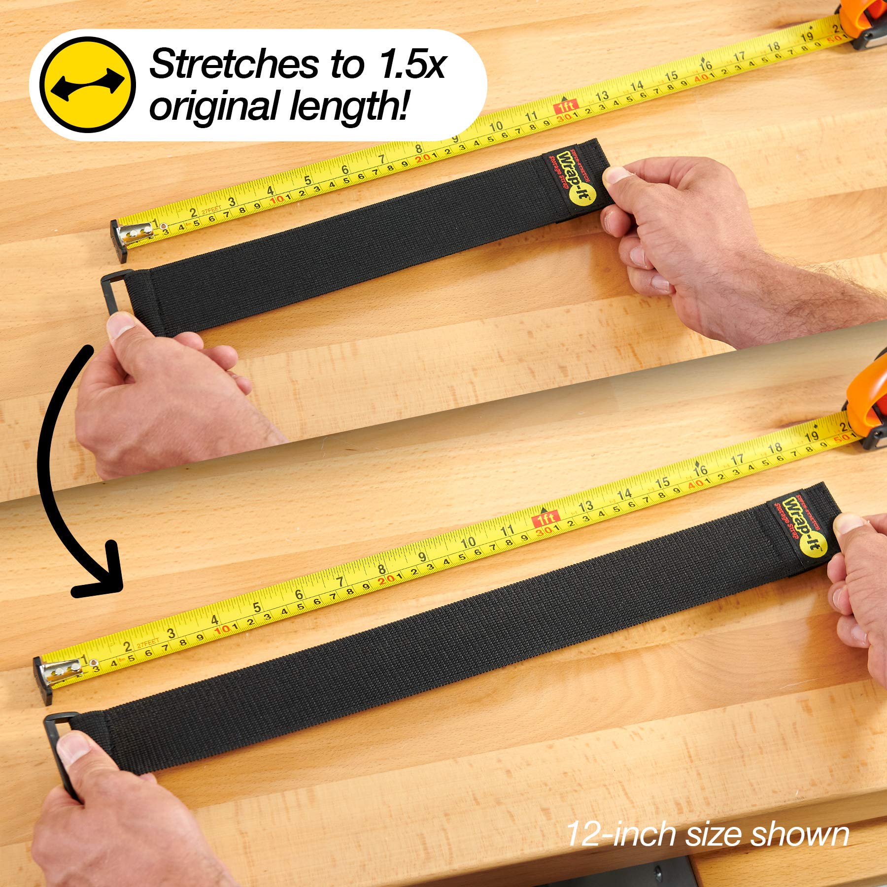 Super-Stretch Storage Straps 12-Pack - Organize Cords, Hoses & Tools
