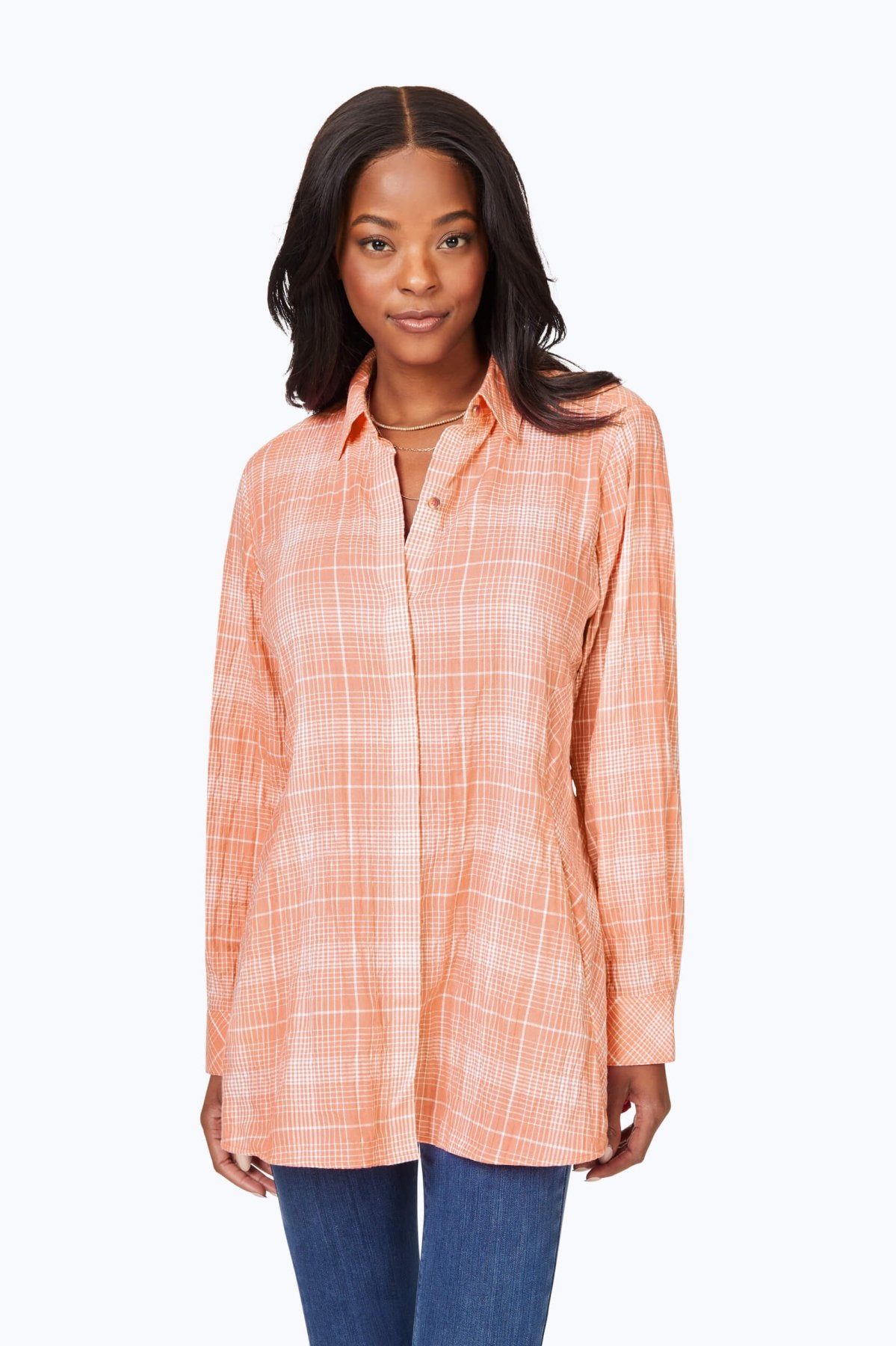 Stylish Cici Plaid Long Sleeve Tunic Top for Women - Perfect for Fall Fashion, Office Wear & Casual Outings