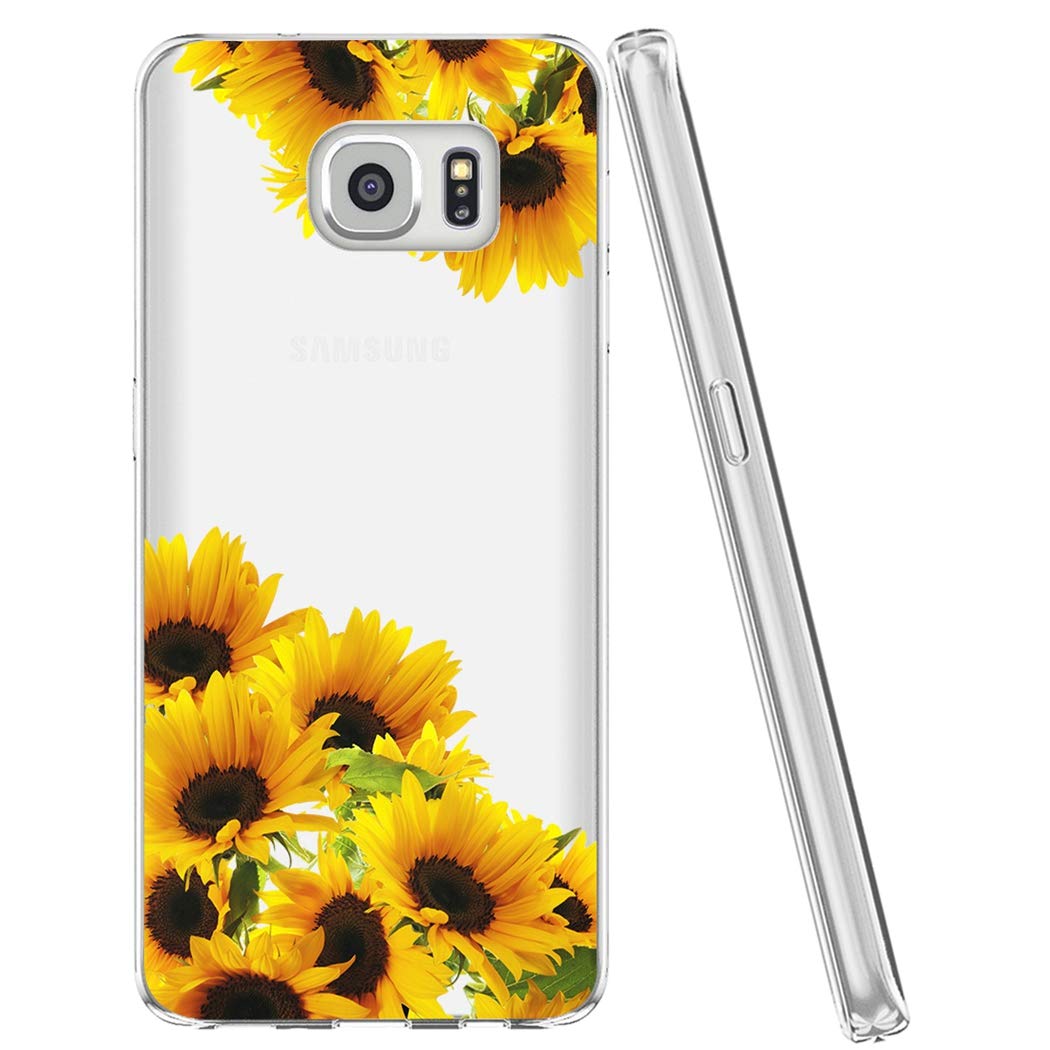 Cute Clear Slim Shockproof Sunflower TPU Case for Samsung Galaxy S7 - Soft Flexible Protective Cover for Women & Girls - Perfect for Everyday Use, Work, and Travel