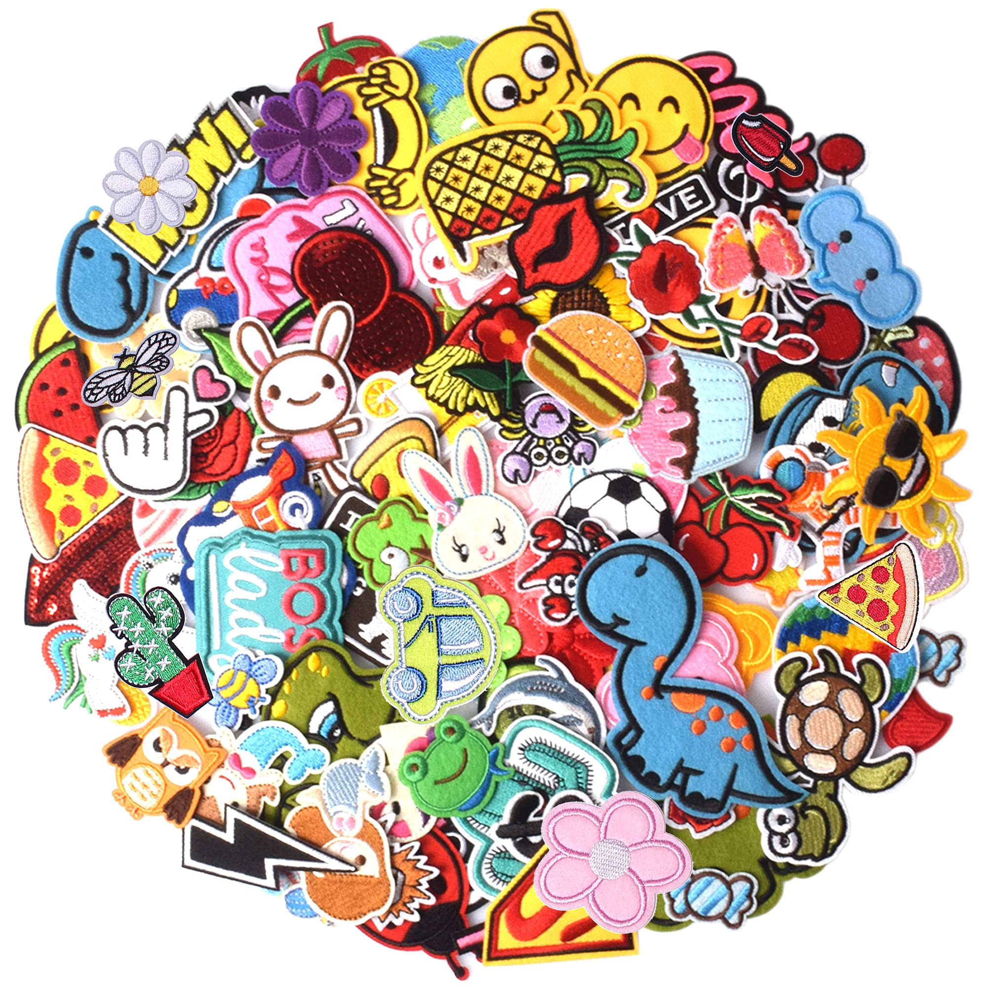 TACVEL 60PCS Random Assorted Embroidered Patches - Iron On & Sew On Appliques for Clothes, Hats, Jeans DIY (Floral Designs) - Perfect for Customizing Jackets, Backpacks & Denim Fashion
