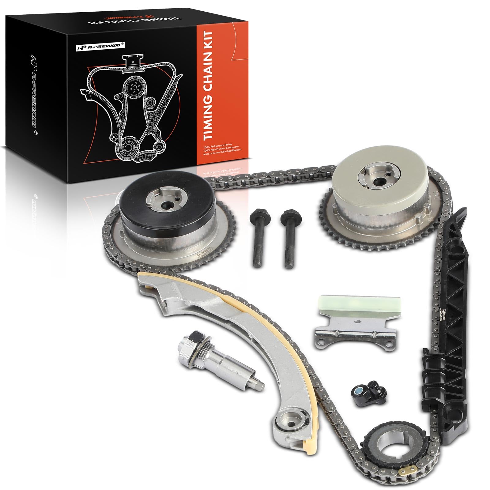 Premium Engine Timing Chain Kit with Damper, Guide & VVT Sprocket - Compatible with Chevy, GMC, Pontiac, Buick, Saab & Saturn (Fits HHR, Equinox, Regal, 9-5, Sky) - DOHC 4Cyl 2.2L 2.4L Replacement Part - Perfect for Engine Repair & Maintenance