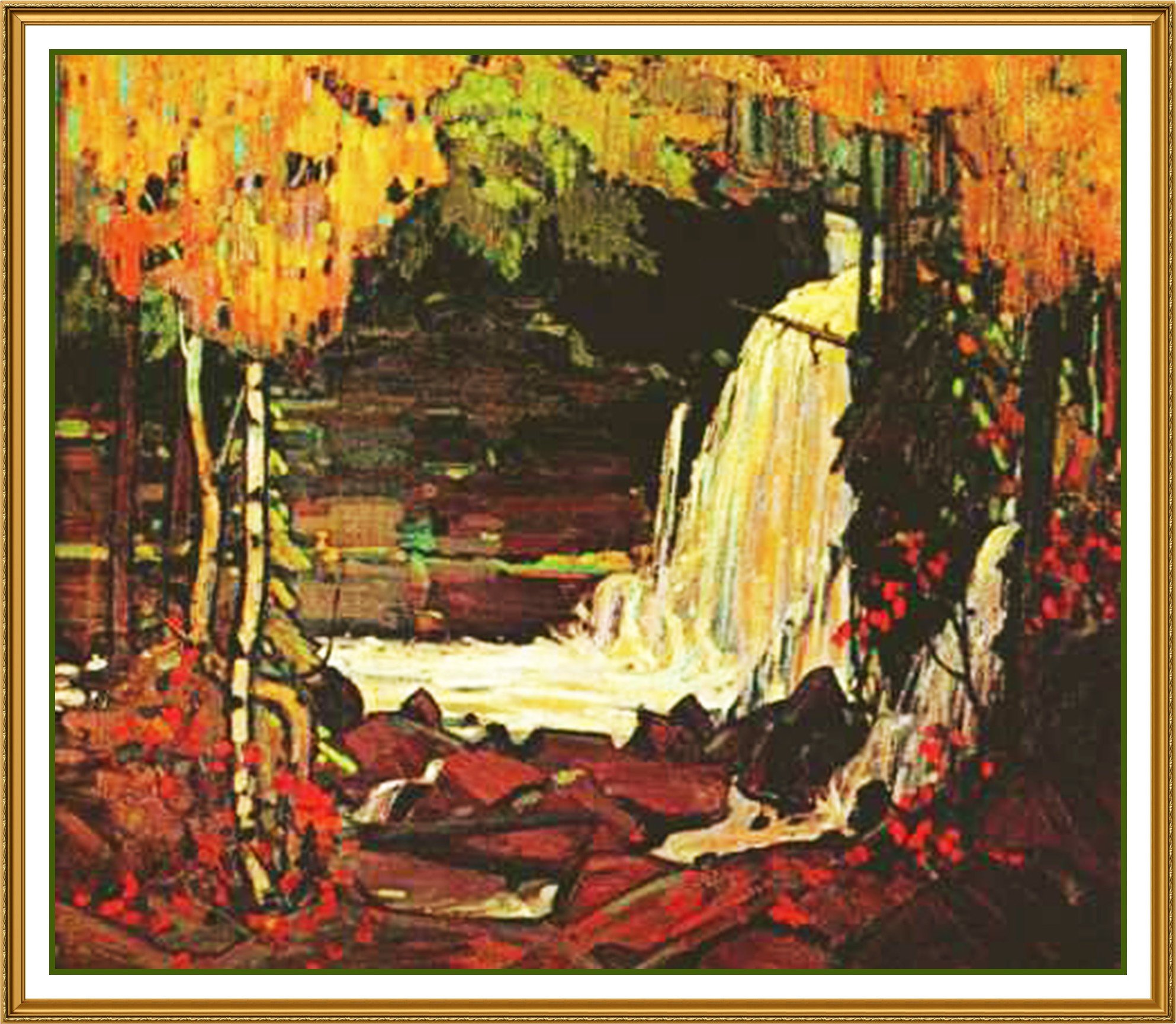 Orenco Originals Tom Thomson's Woodland Waterfall Ontario Counted Cross Stitch Kit - DIY Embroidery Pattern for Home Decor & Gift Giving