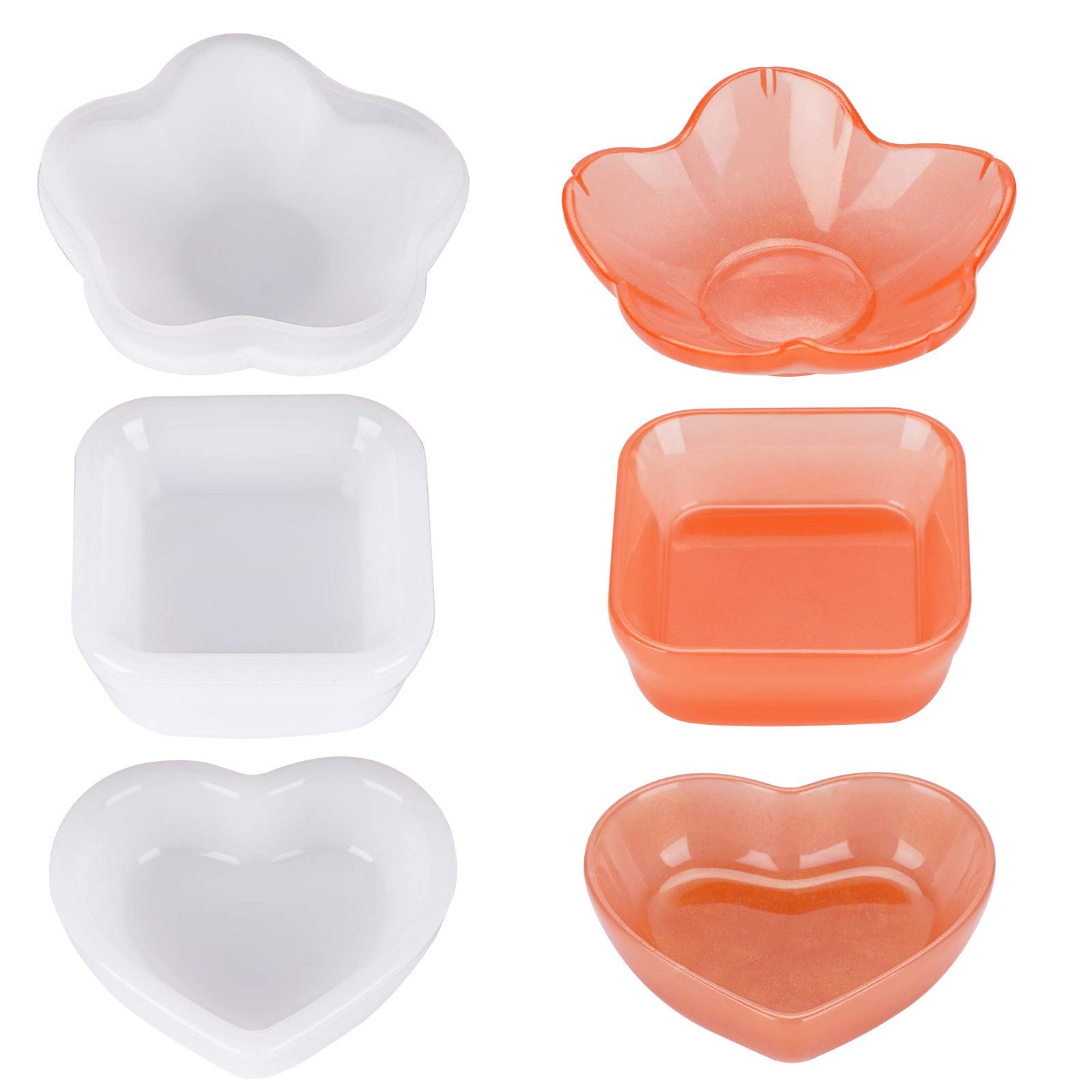 3-Piece Silicone Resin Molds Set - Flower, Heart & Square Shapes for Jewelry, Soap Dishes & Candle Holders - Epoxy Casting Trays for DIY Crafts, Home Decor & Gift Making