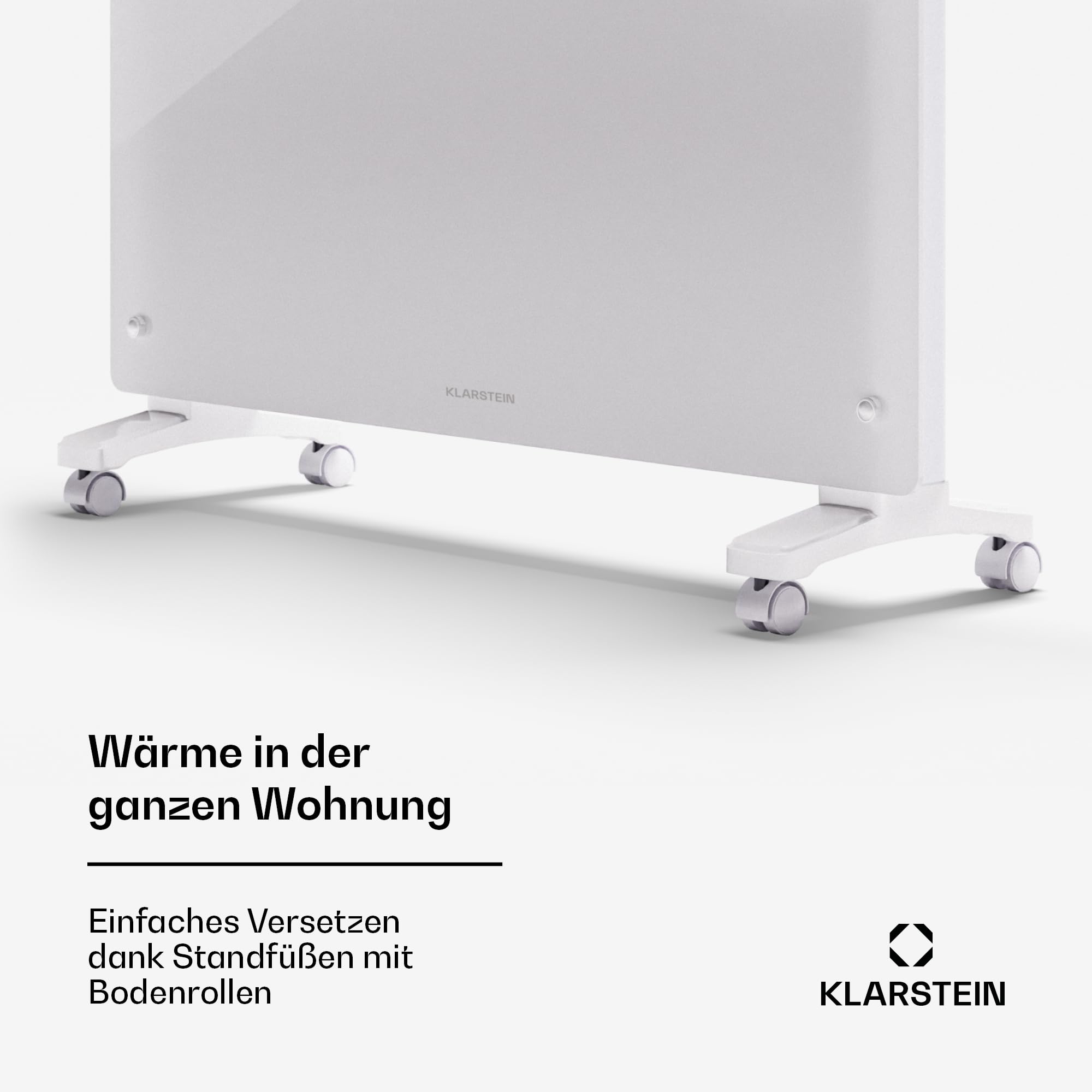 Klarstein 2500W Electric Convector Heater - Freestanding & Wall Mountable Space Heater with Smart App Control, Thermostat & Energy Saving Mode | Perfect for Bedroom, Office & Home Use with Floor Rollers for Easy Mobility
