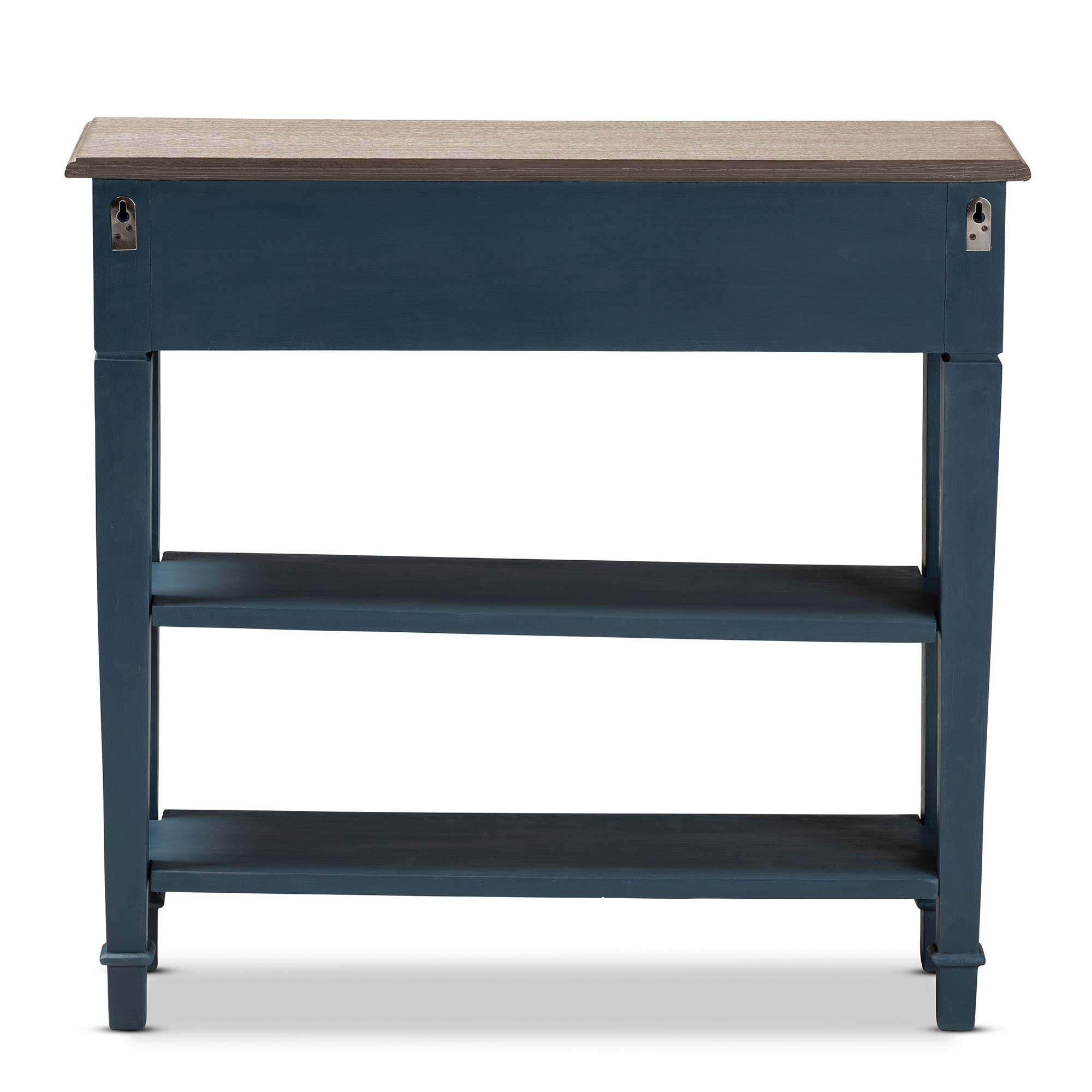 Baxton Studio Modern Console Table - Blue & Oak Finish - Entryway Sofa Table for Hallway, Living Room, or Bedroom Decor
