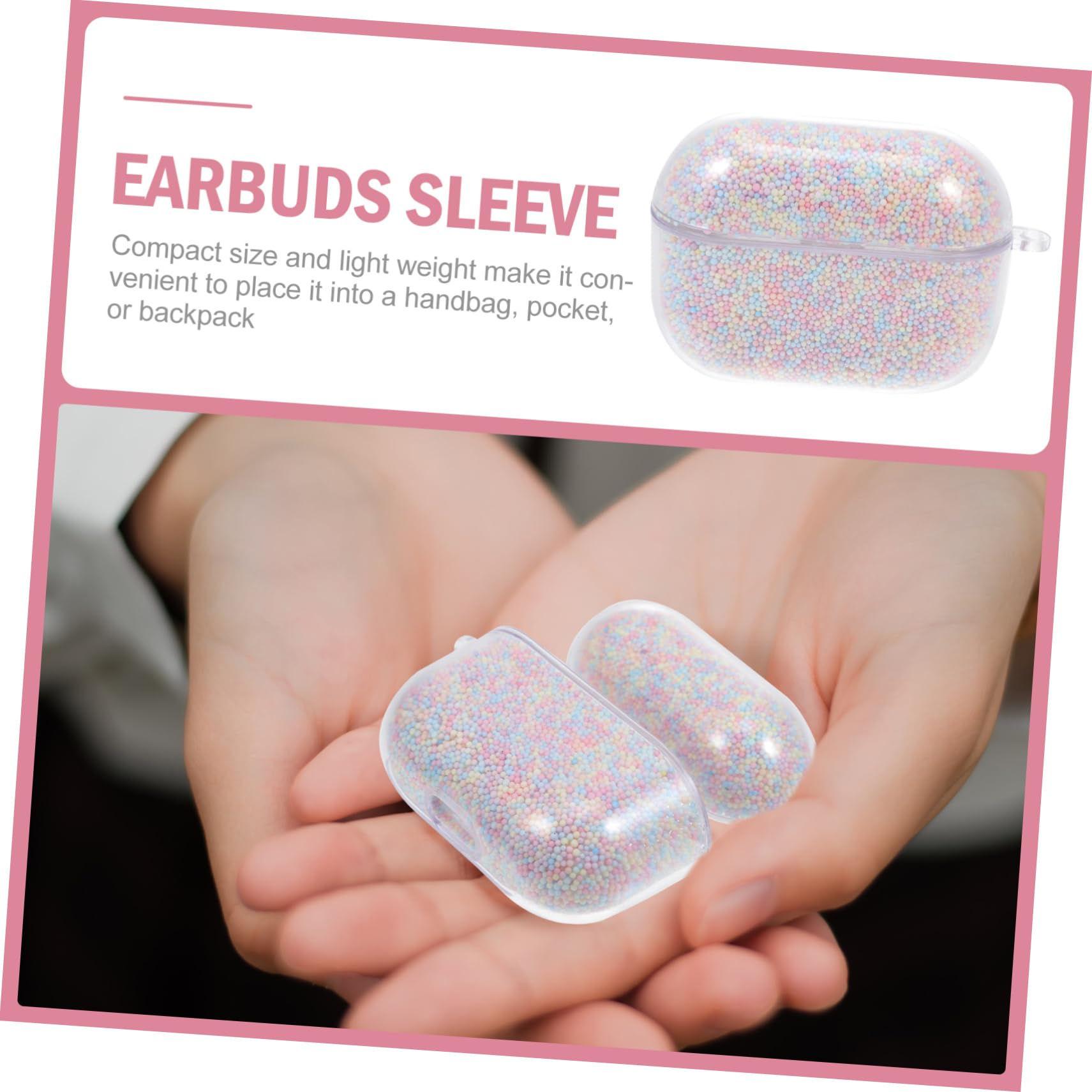 OSALADI 1pc Earphone Case - Protective Headset Cover with Decorative Beads for AirPods, Wireless Earbuds - Portable Storage Pouch for Travel, Gym & Daily Use