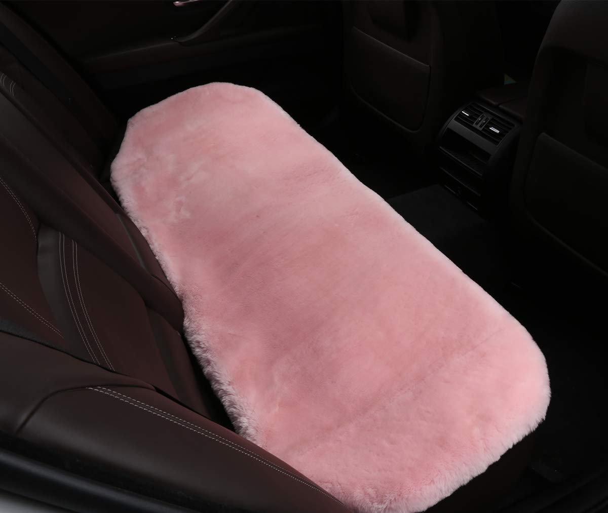 Premium Genuine Sheepskin Car Seat Cushion - Soft Breathable Short Wool Universal Fit Auto Seat Cover for Cars, Chairs & Sofas - Comfortable Non-Slip Back Support (Light Pink) - Perfect for Long Drives, Office Chairs & Home Comfort