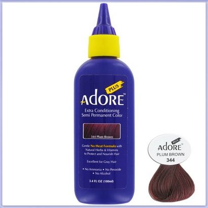 Grey Hair Semi-Permanent Hair Dye - Plum Brown (344) 100ml | Ammonia-Free Color for Women & Men | Perfect for Covering Roots & Touch-Ups at Home