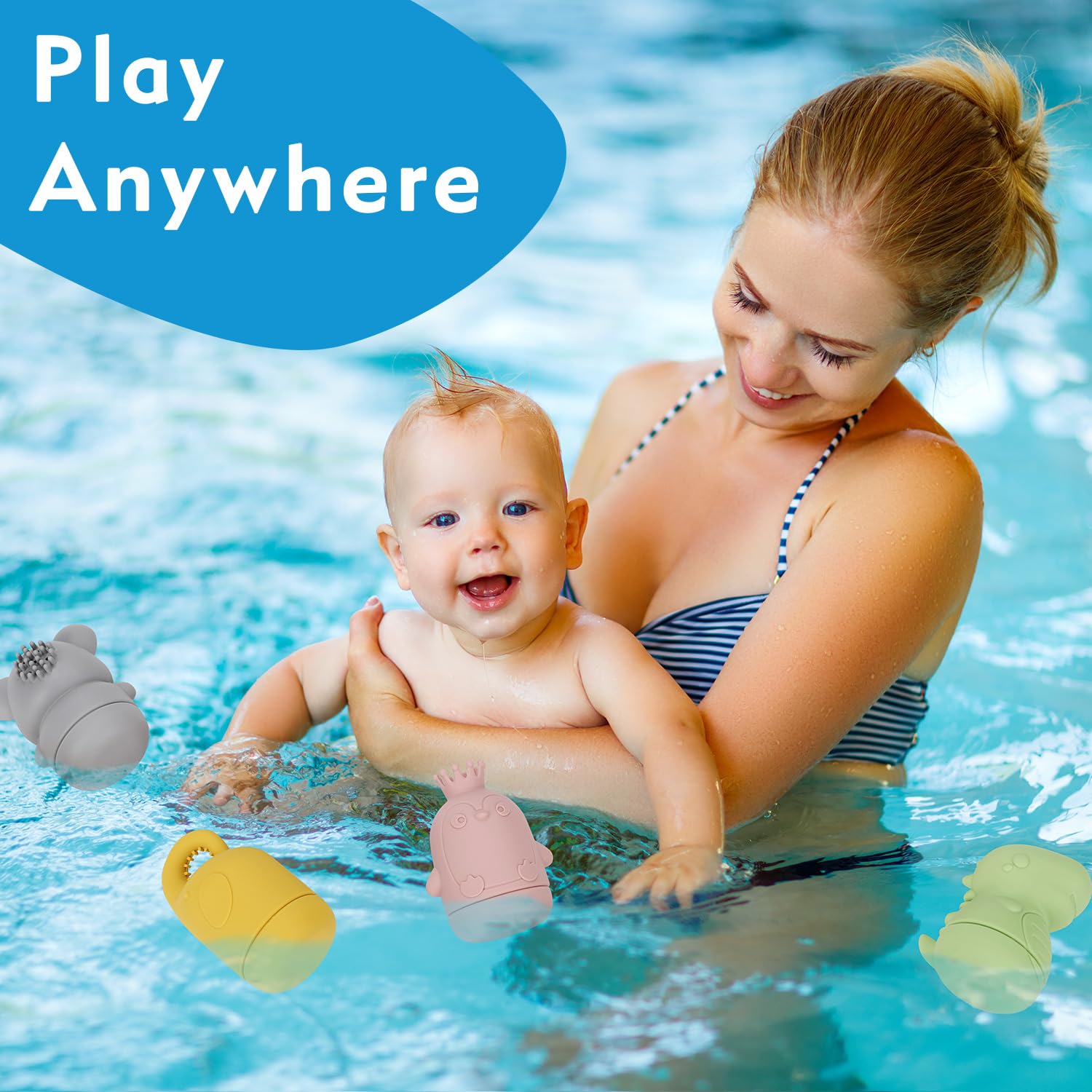Socub Baby Bath Toys - Squeezable Silicone Bathtub Toys for Infants 6-12 Months & Toddlers 1-3 Years | BPA Free, Non-Toxic Pool & Bath Time Fun | Perfect for Sensory Play, Water Learning & Baby Shower Gifts