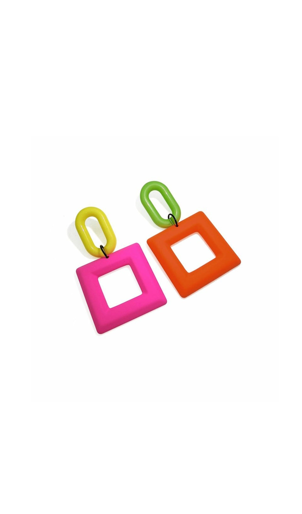 Colorful Geometric Square Plastic Earrings for Women - Trendy Fashion Statement for Parties, Work & Everyday Wear