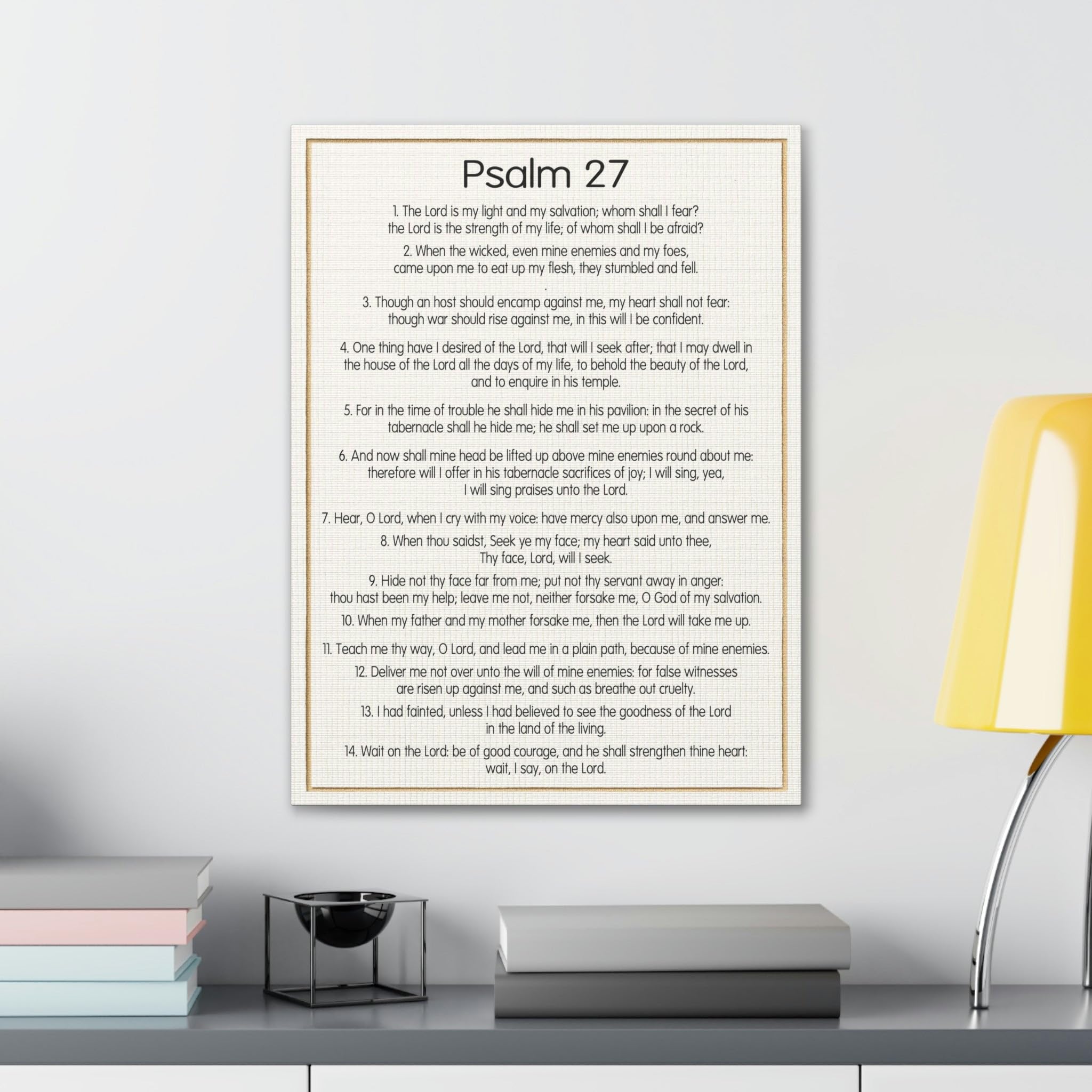 Bible Verse Canvas Art - Psalm 27 Fearless Trust in God - Christian Wall Decor for Home, Office & Church - Inspirational Scripture Gift for Faith & Encouragement