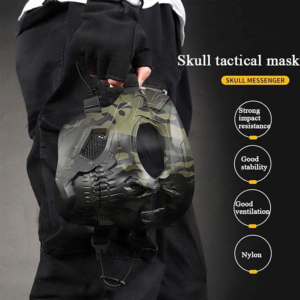 Tactical Fast Helmet with Adjustable Skull Face Mask - Military Airsoft Paintball Safety Gear for Halloween Costume & Outdoor Sports Activities