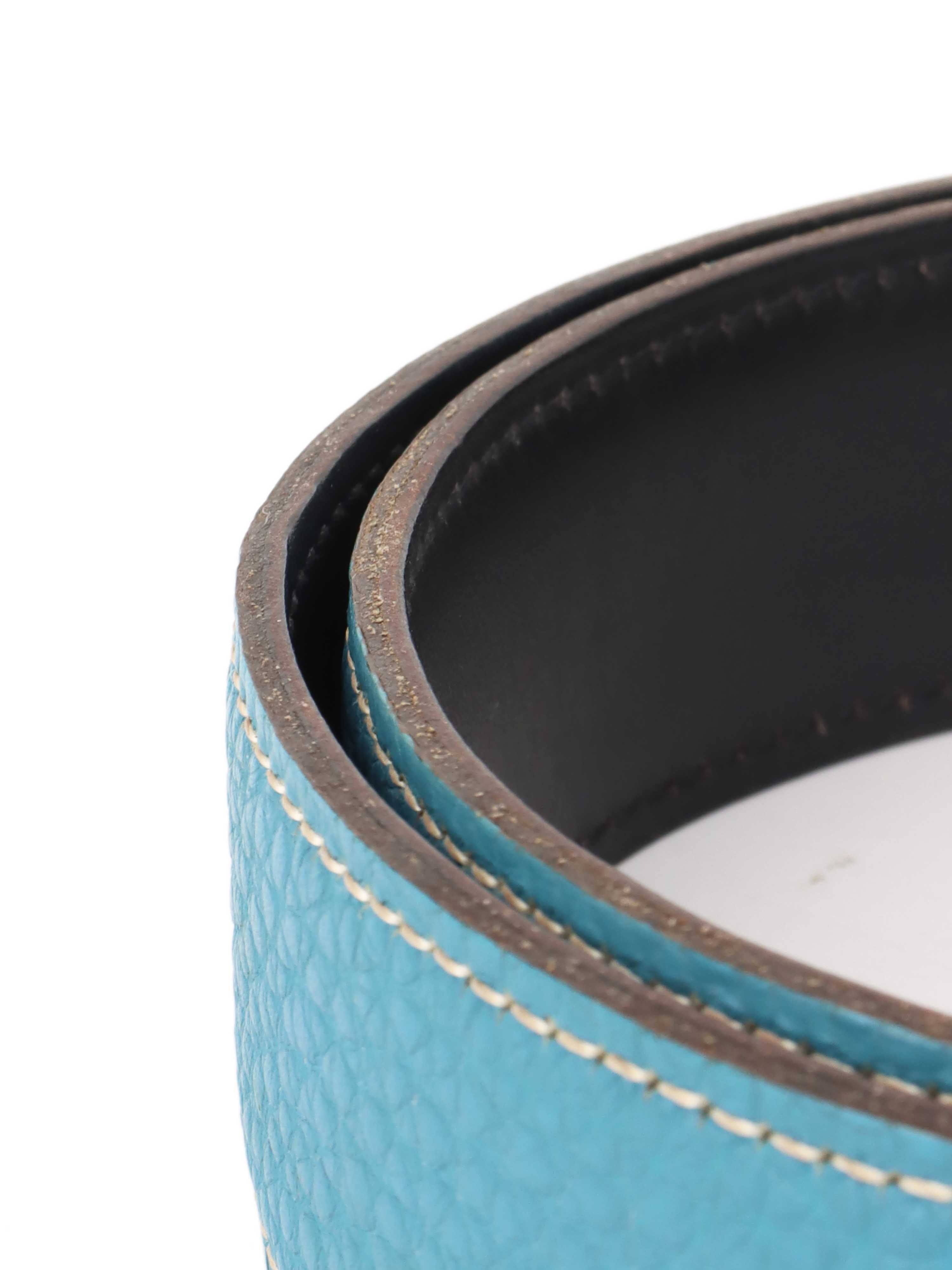 Hermes Bleu Jean Noir Leather Belt for Men - Classic Designer Reversible H Buckle Strap for Jeans, Pants & Formal Wear