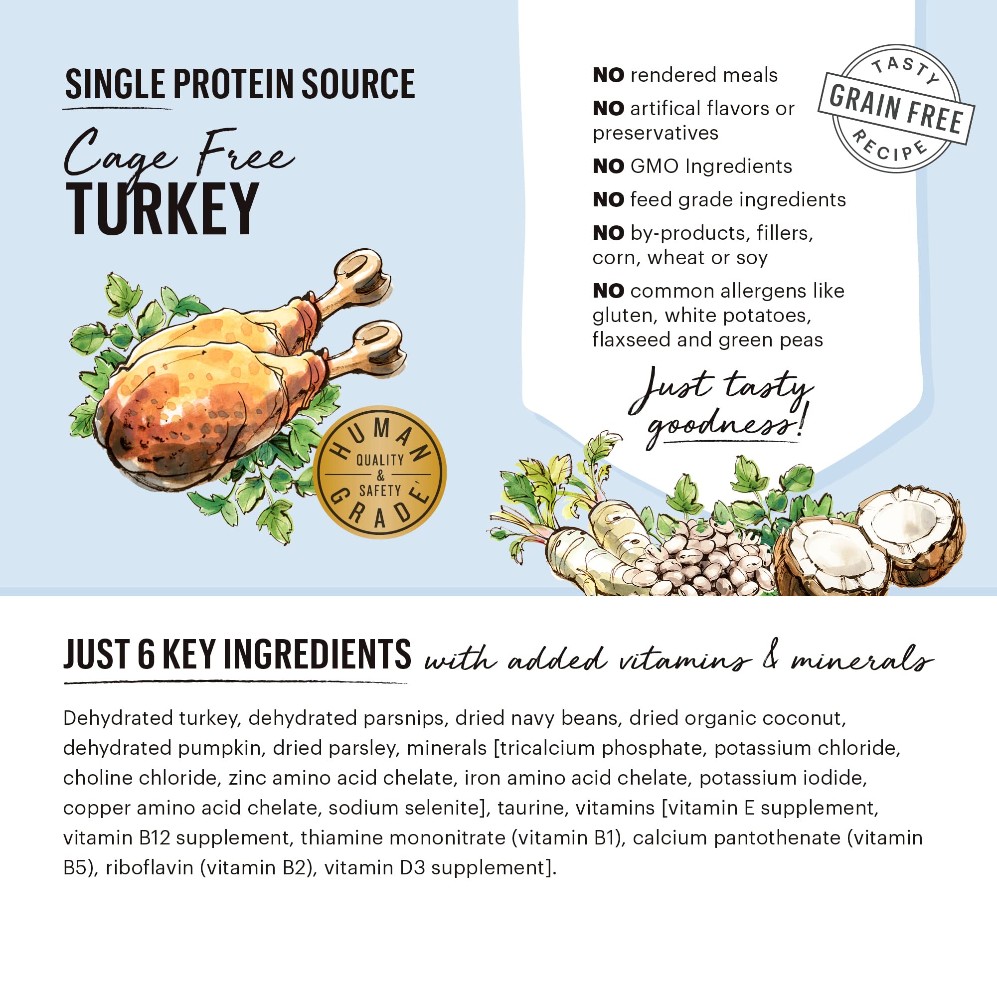 The Honest Kitchen Dehydrated Limited Ingredient Turkey Dog Food - Grain Free, Human Grade, 10 lb Box - Perfect for Dogs with Sensitive Stomachs & Allergies