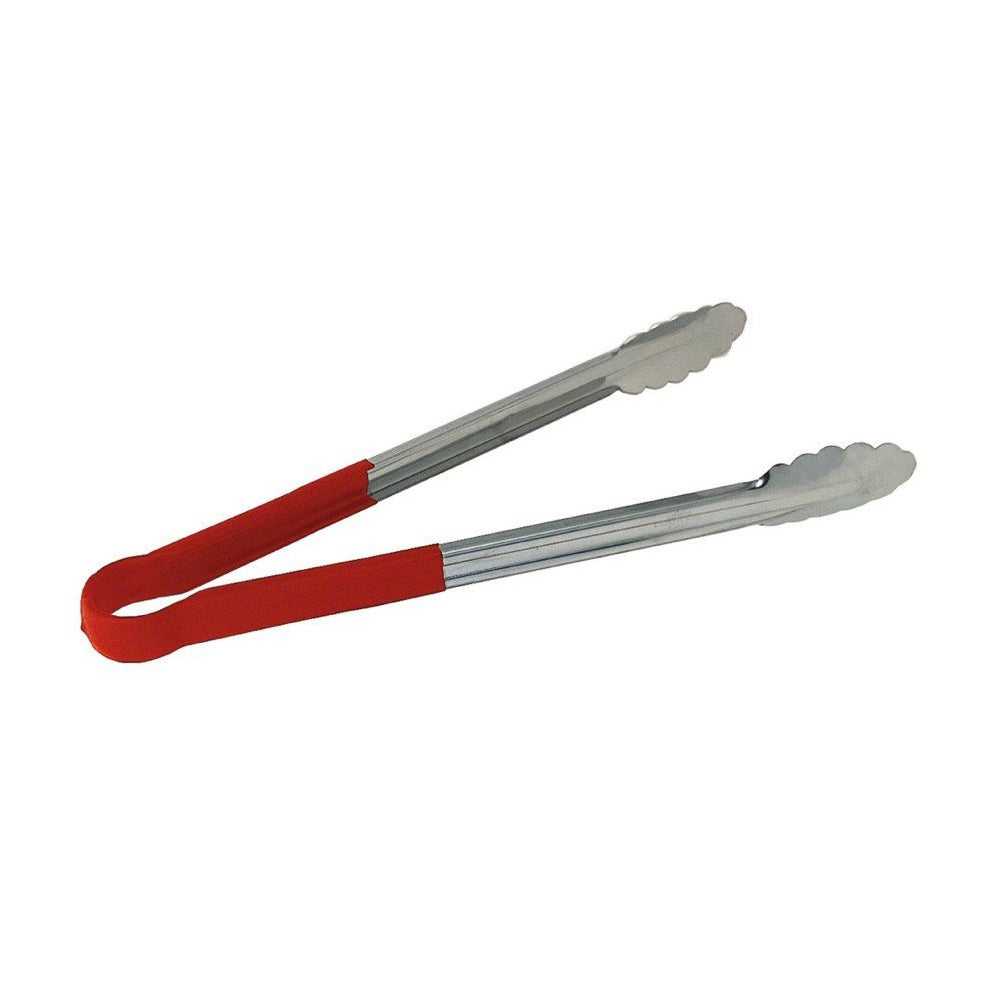Red Coated Utility Tongs - 16 Inch Non-Slip Kitchen Tongs for Grilling, BBQ, Cooking and Serving - Heat Resistant & Durable Kitchen Gadgets