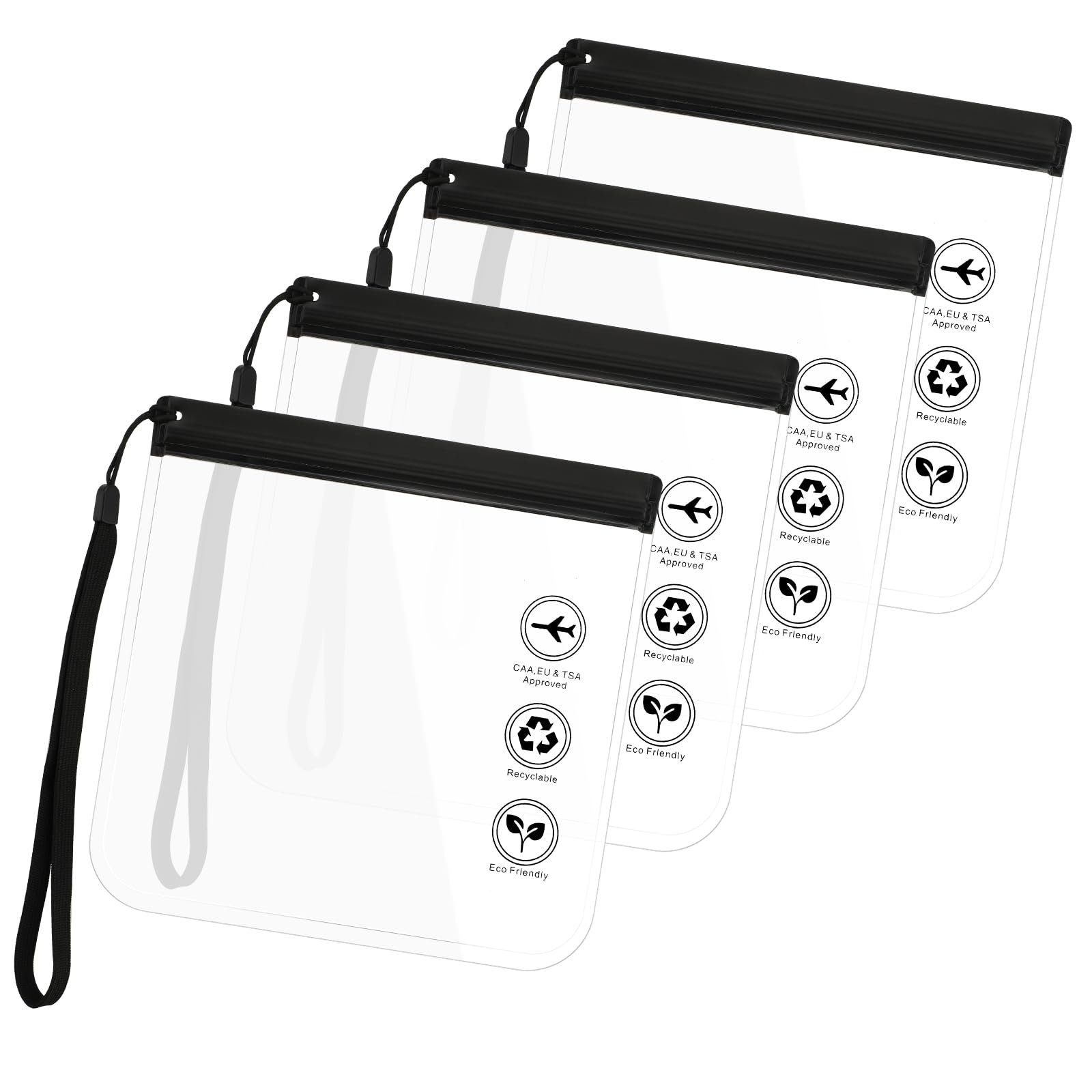 4-Pack TSA Approved Clear Quart Size Toiletry Bags - Waterproof Travel Cosmetic Bags with Zippers for Women & Men - Airline Compliant Carry-On Essentials for Airport Security & Vacation Packing