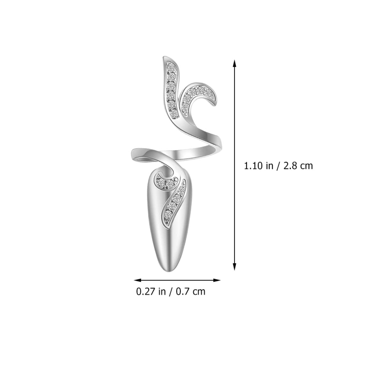 FRCOLOR Silver Gothic Nail Rings for Women - Metal Fingernail Cover Rings with Rhinestones | Elegant Nail Jewelry for Parties, Halloween & Gothic Fashion