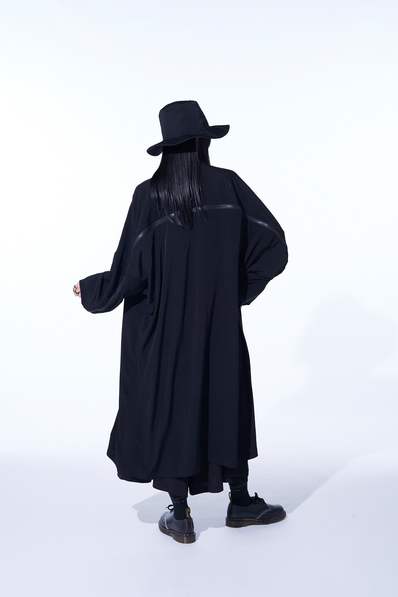 Elegant Crepe de Chine Back Yoke Zip Coat for Women – Perfect for Office Wear, Evening Outfits & Fall Layering