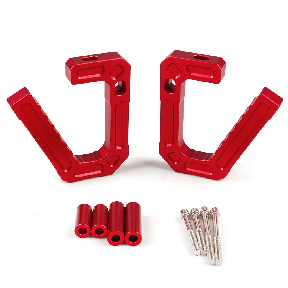 **2007-2018 Jeep Wrangler JK Aluminum Front & Rear Grab Handles Kit (Red/Silver) - Heavy-Duty Off-Road Assist for Climbing & Exiting**    *(Use Case: Perfect for off-road adventures, daily driving, and assisting passengers when entering/exiting your Jeep Wrangler JK.)*