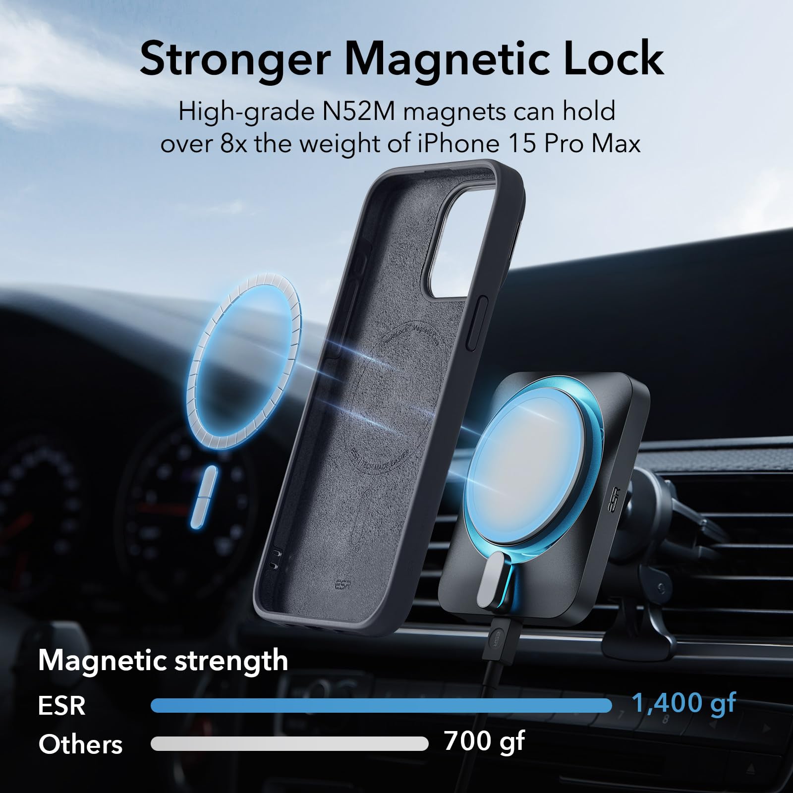 ESR for iPhone 15 Pro Max Case - MagSafe Silicone Stand Case with Military-Grade Protection & Built-in Camera Stash | Magnetic Phone Cover for iPhone 15 Pro Max (Cloud Series, Black) | Perfect for Work, Travel & Daily Use