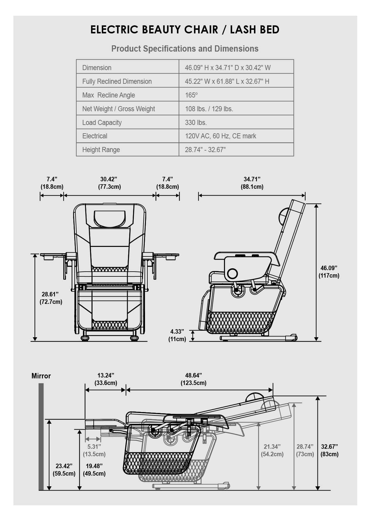 FST Electric Massage Recliner Beauty Chair for Home Spa, Relaxation & Facial Treatments - Perfect for Salons, Clinics & Self-Care