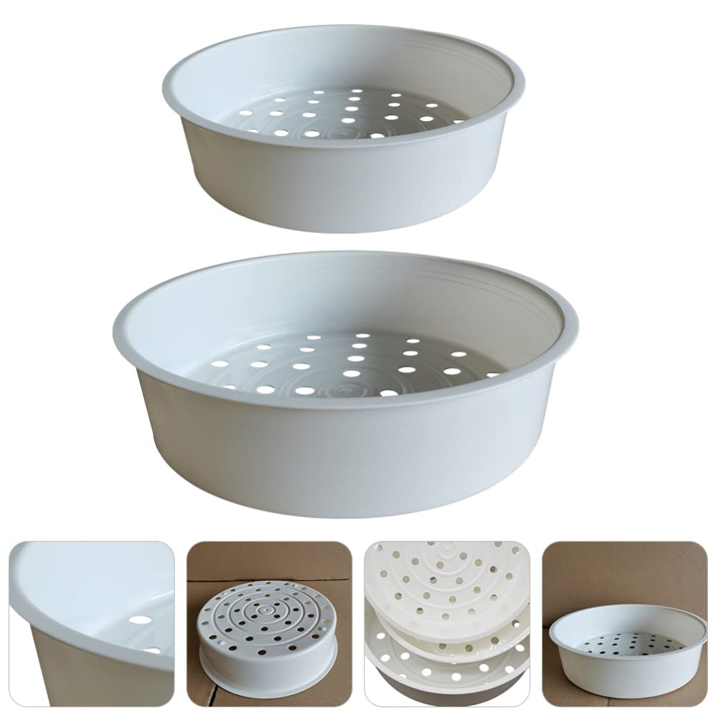 Hemoton 2-Piece Plastic Steamer Basket Set - Multipurpose Kitchen Steamer Rack for Rice Cooker, Pot, Baking & Food Steaming | Durable White Steam Rack for Healthy Cooking, Meal Prep & Home Kitchen Use