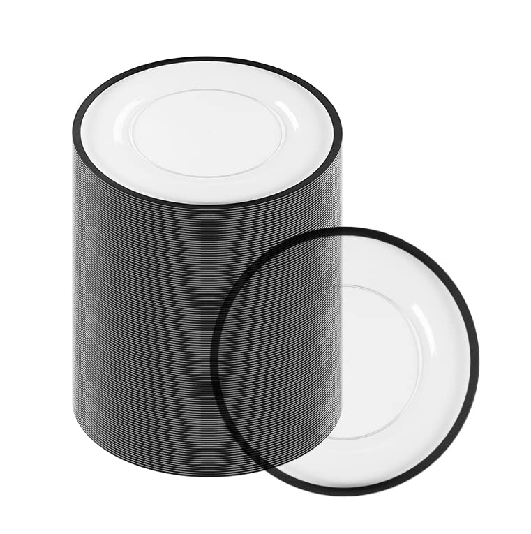 13-Inch Heavy-Duty Disposable Charger Plates - Elegant Black Rim Dinner Plates for Weddings, Parties & Formal Events (96-Pack) - Perfect for Buffet, Catering & Upscale Dining