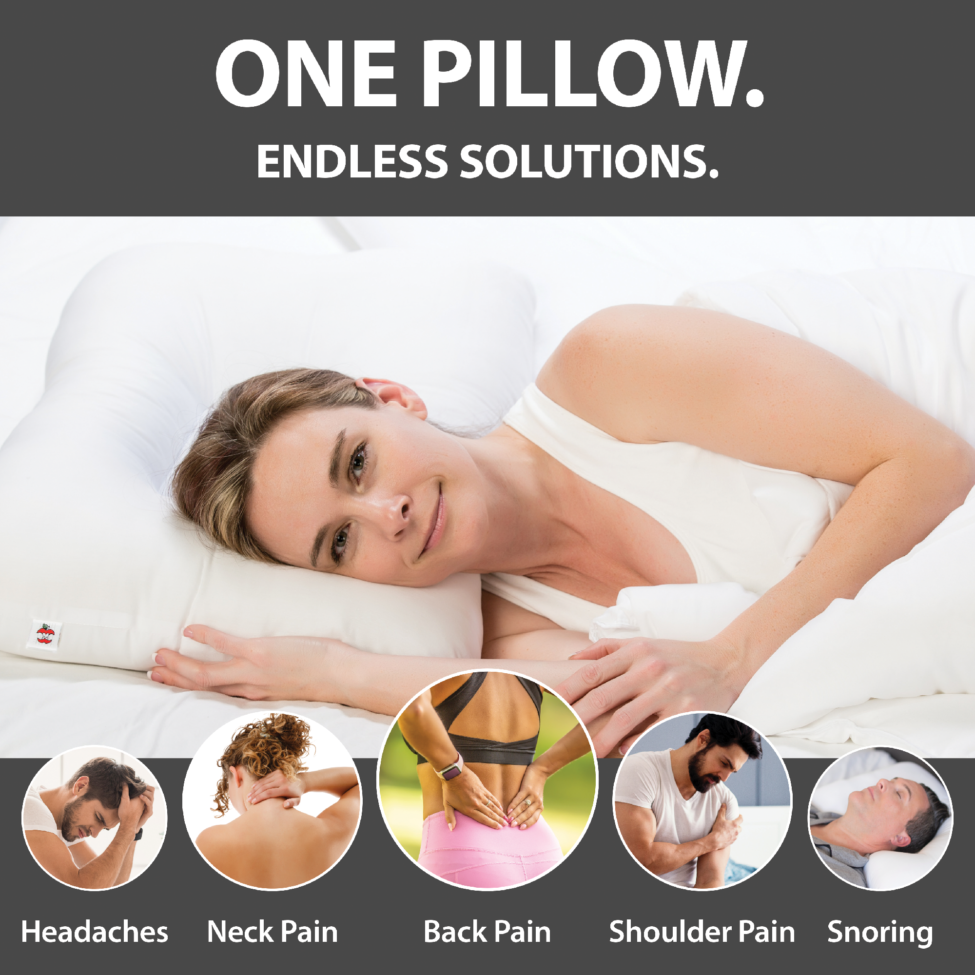 D Core Cervical Support Pillow - Orthopedic Memory Foam Neck Pillow for Pain Relief, Improved Sleep & Posture - Perfect for Side, Back & Stomach Sleepers, Travel & Home Use