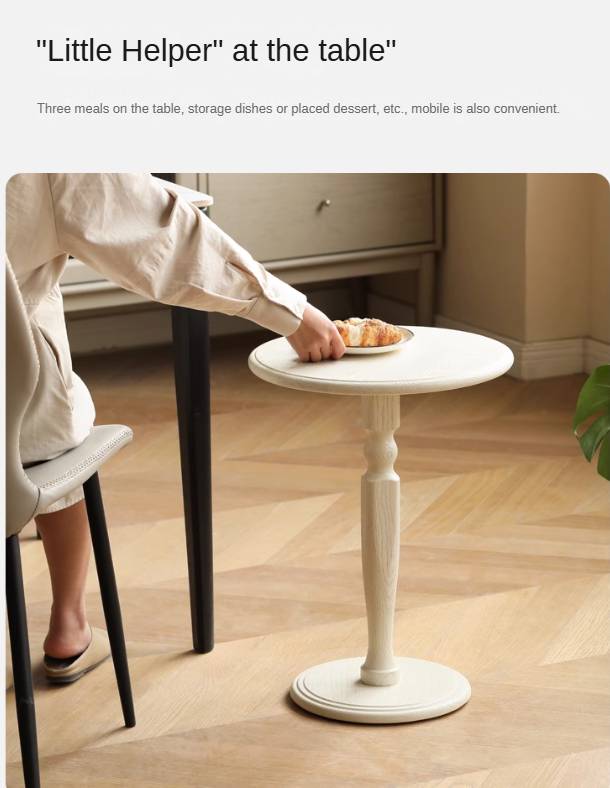 Solid Oak Wood Side Table - Cream Finish - Perfect for Living Room, Bedroom, or Office Accent Furniture
