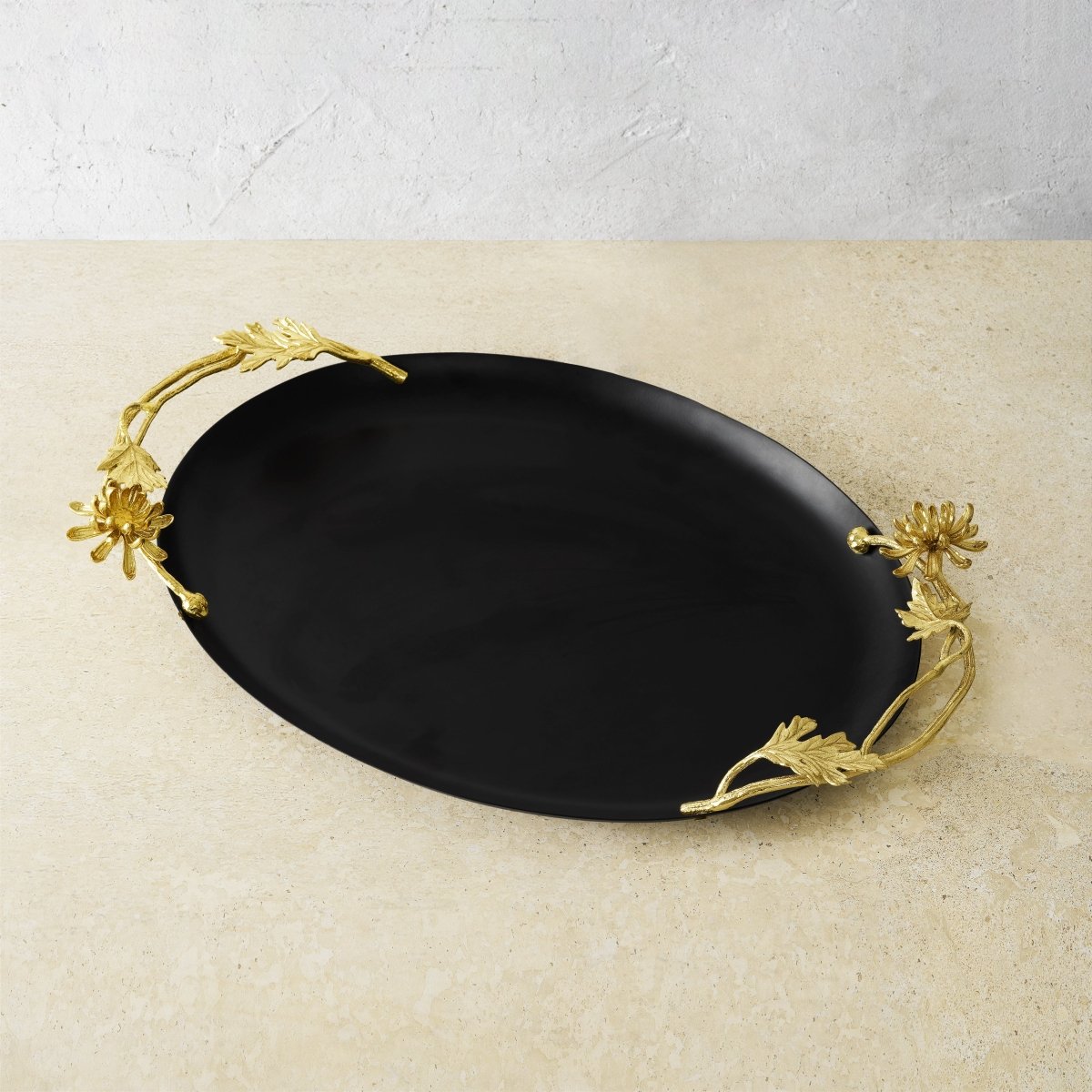 Elegant Dahlia Oval Serving Tray - Decorative Handmade Wooden Tray for Dining, Coffee Table, and Home Decor - Perfect for Entertaining, Gifts, and Organizing
