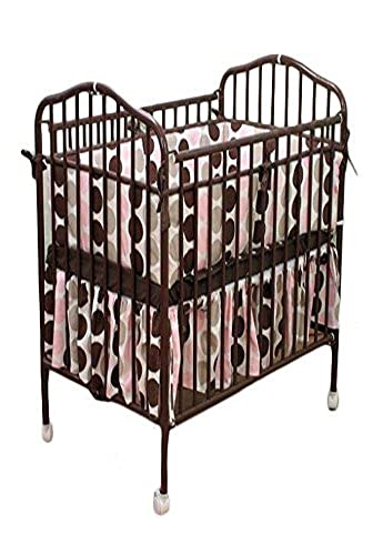 L.A. Baby Portable Folding Mini Crib - Lightweight Travel Crib for Infants & Toddlers, Chocolate Brown - Perfect for Nursery, Travel & Grandparents' House